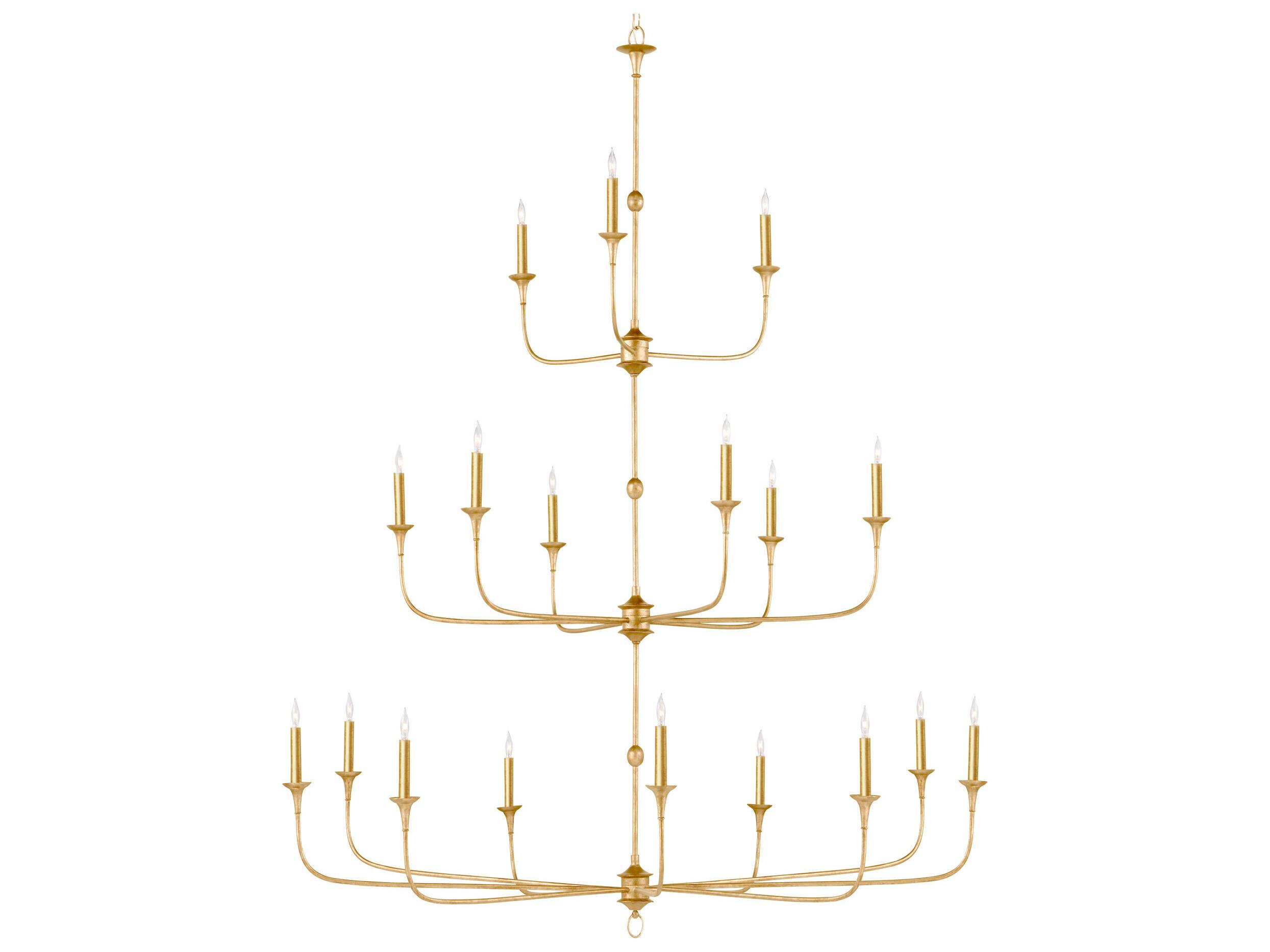 Currey & Company Nottaway 18-Light Satin Gold Candelabra Chandelier