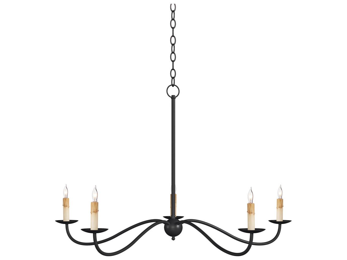 Currey & Company Saxon 5-Light Zanzibar Black Candelabra Chandelier