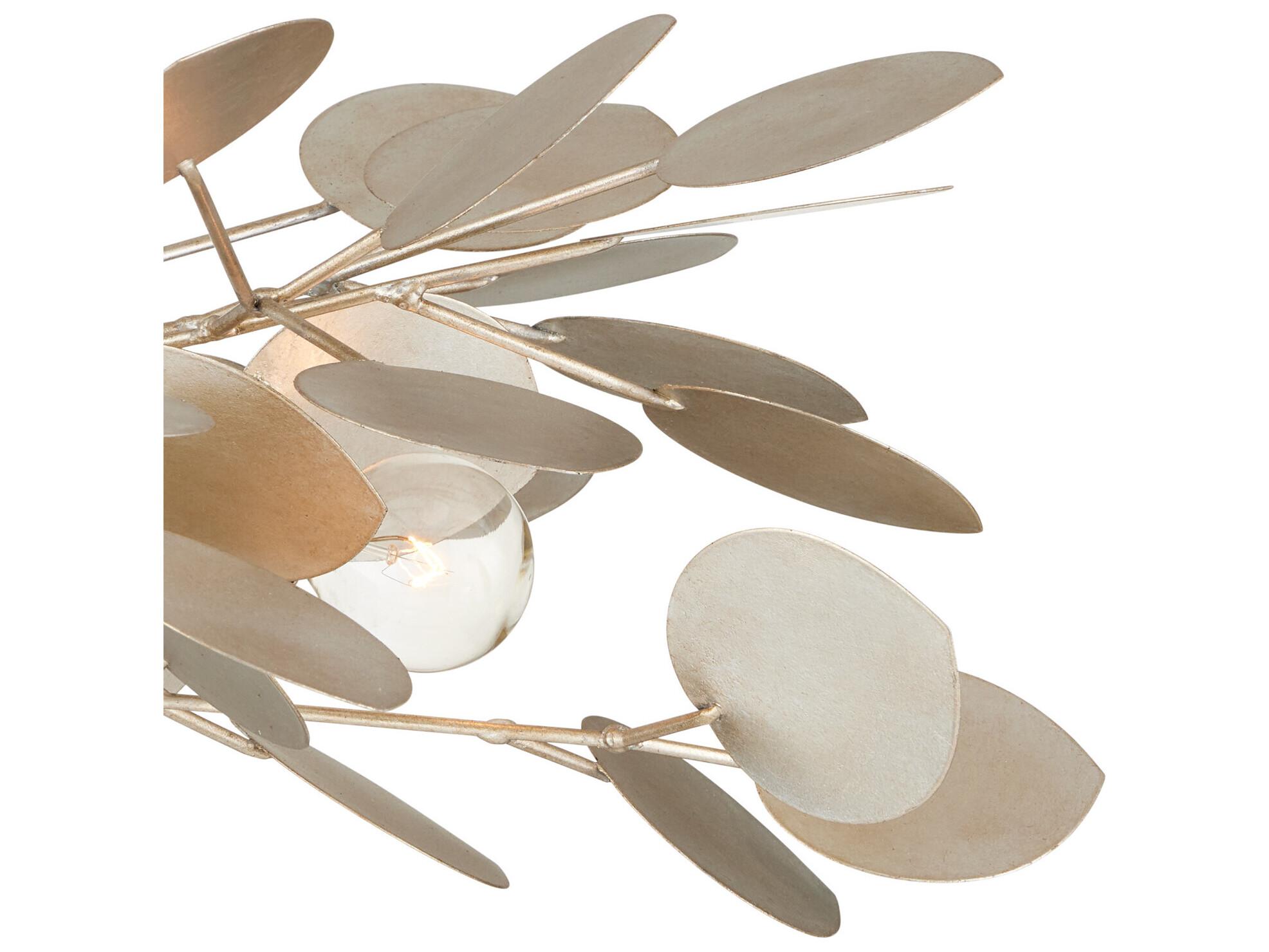 Currey & Company Lunaria 3-Light Satin Silver Semi Flush Mount