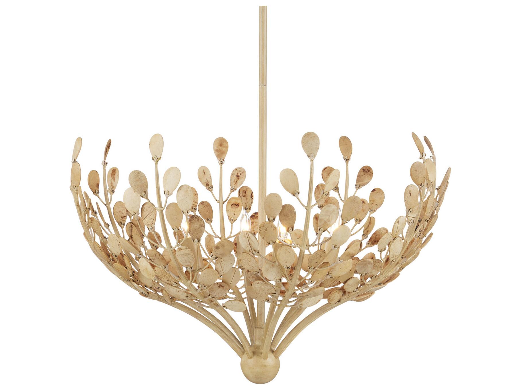 Currey & Company Maypan 4-Light Coco Cream Natural Brown Chandelier