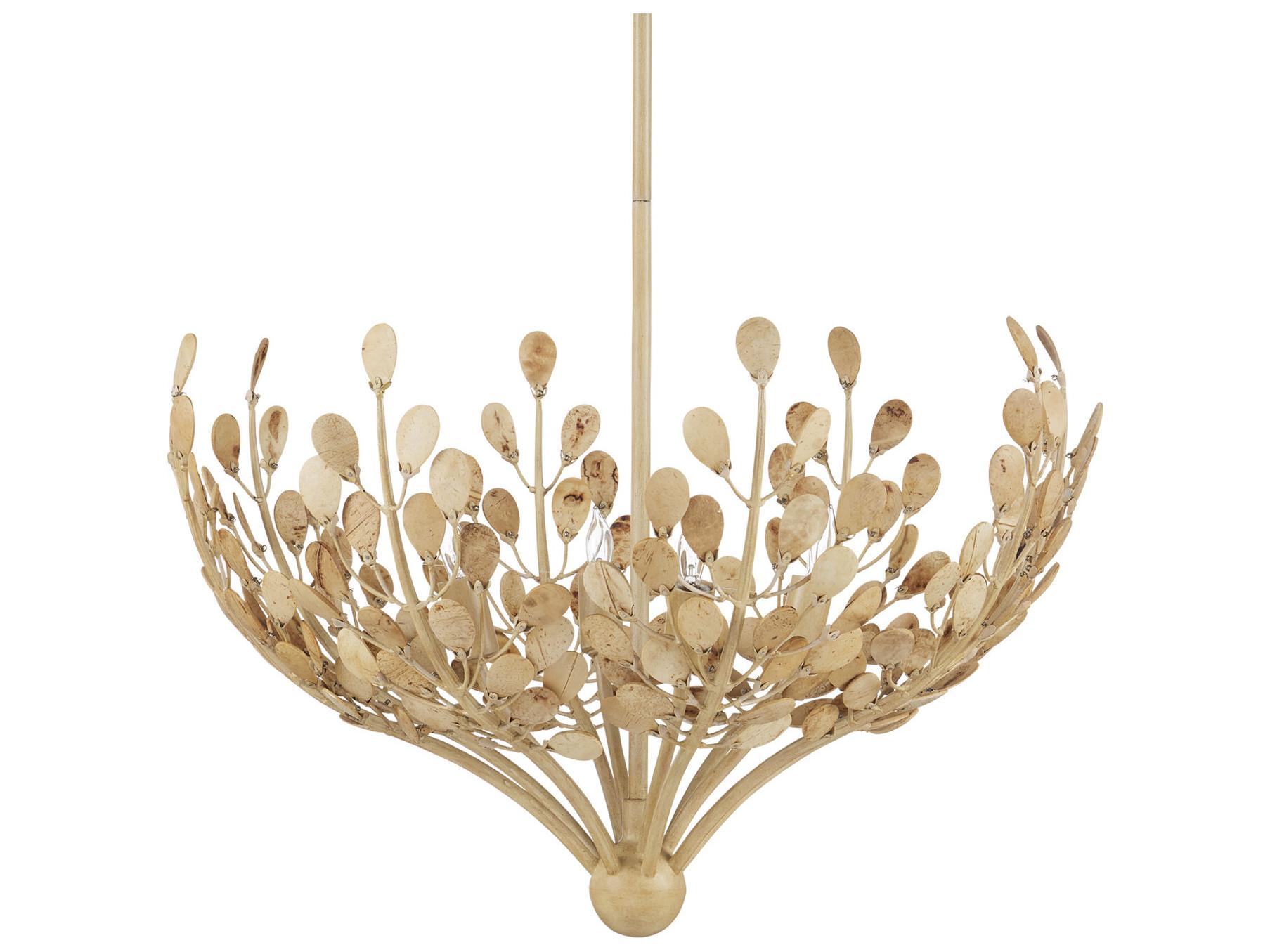 Currey & Company Maypan 4-Light Coco Cream Natural Brown Chandelier