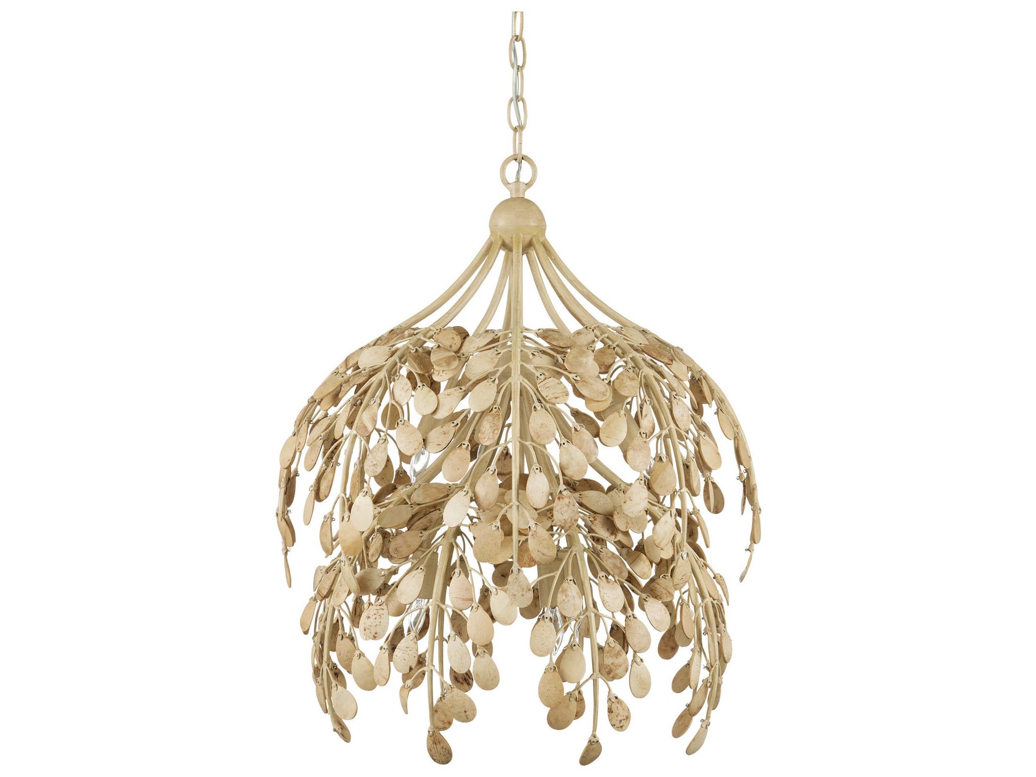 Currey & Company Maypan 6-Light Coco Cream Natural Brown Pendant