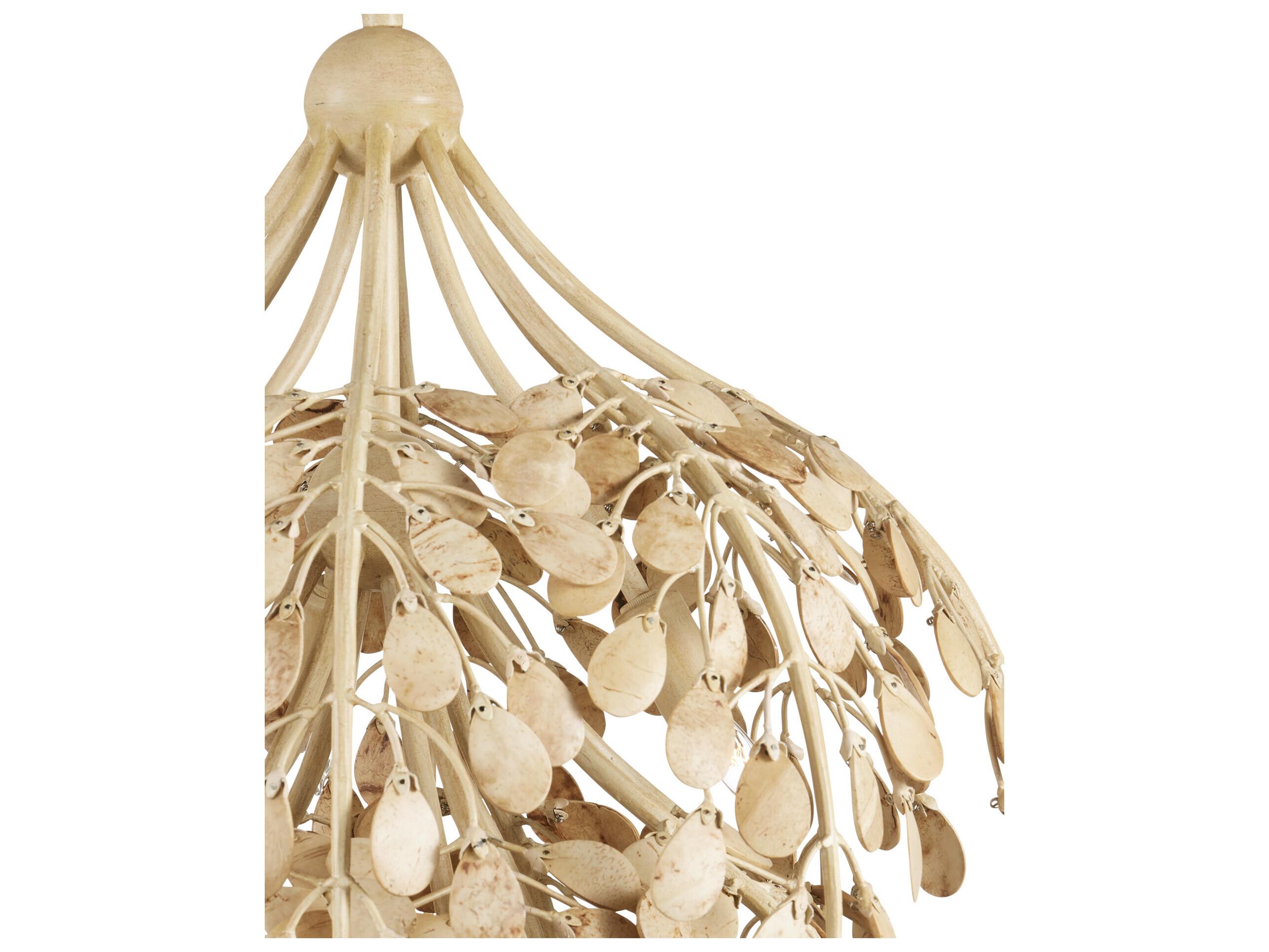 Currey & Company Maypan 6-Light Coco Cream Natural Brown Pendant