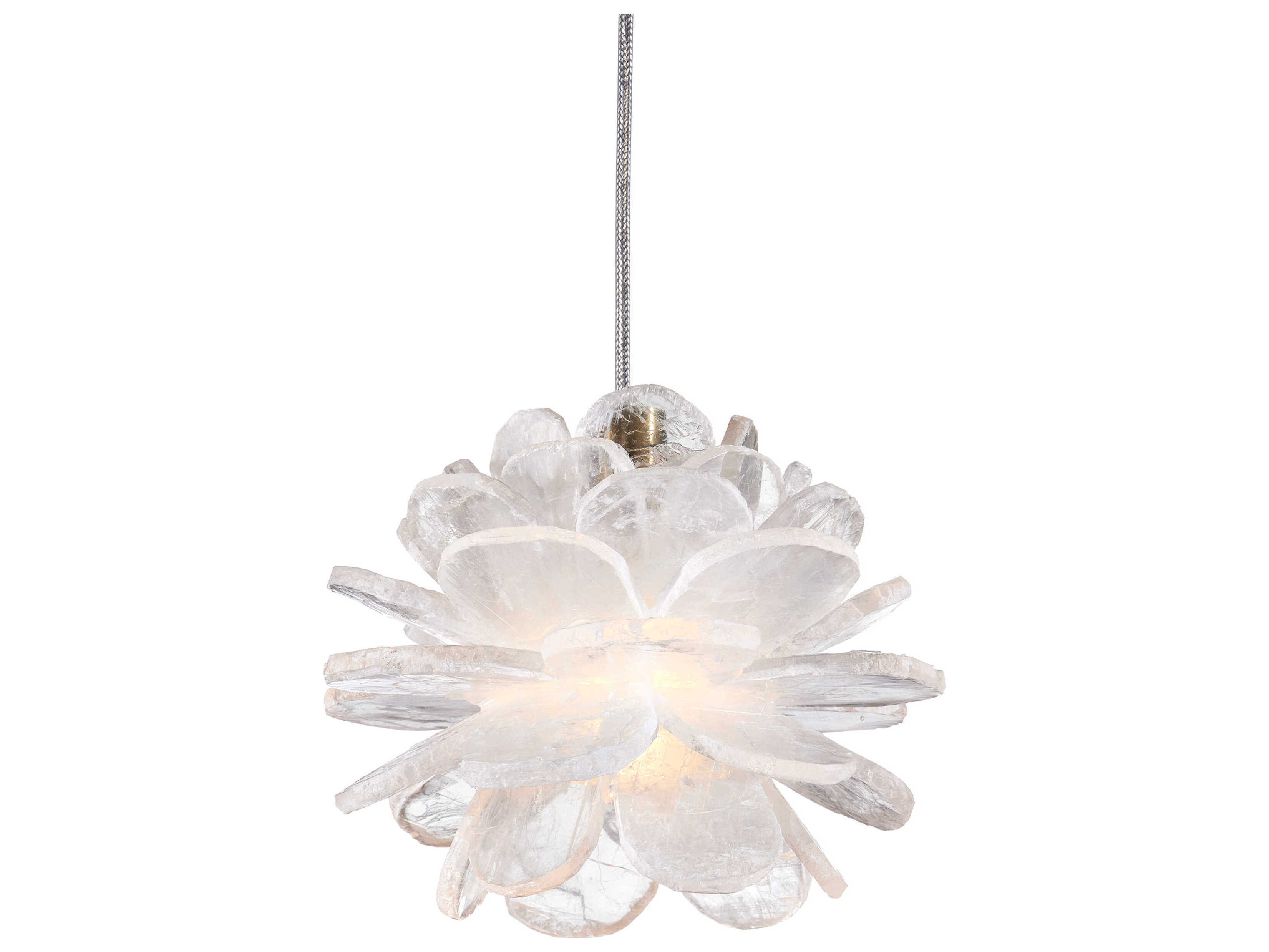 Currey & Company Clarity 1-Light Natural Brass White Mini Pendant