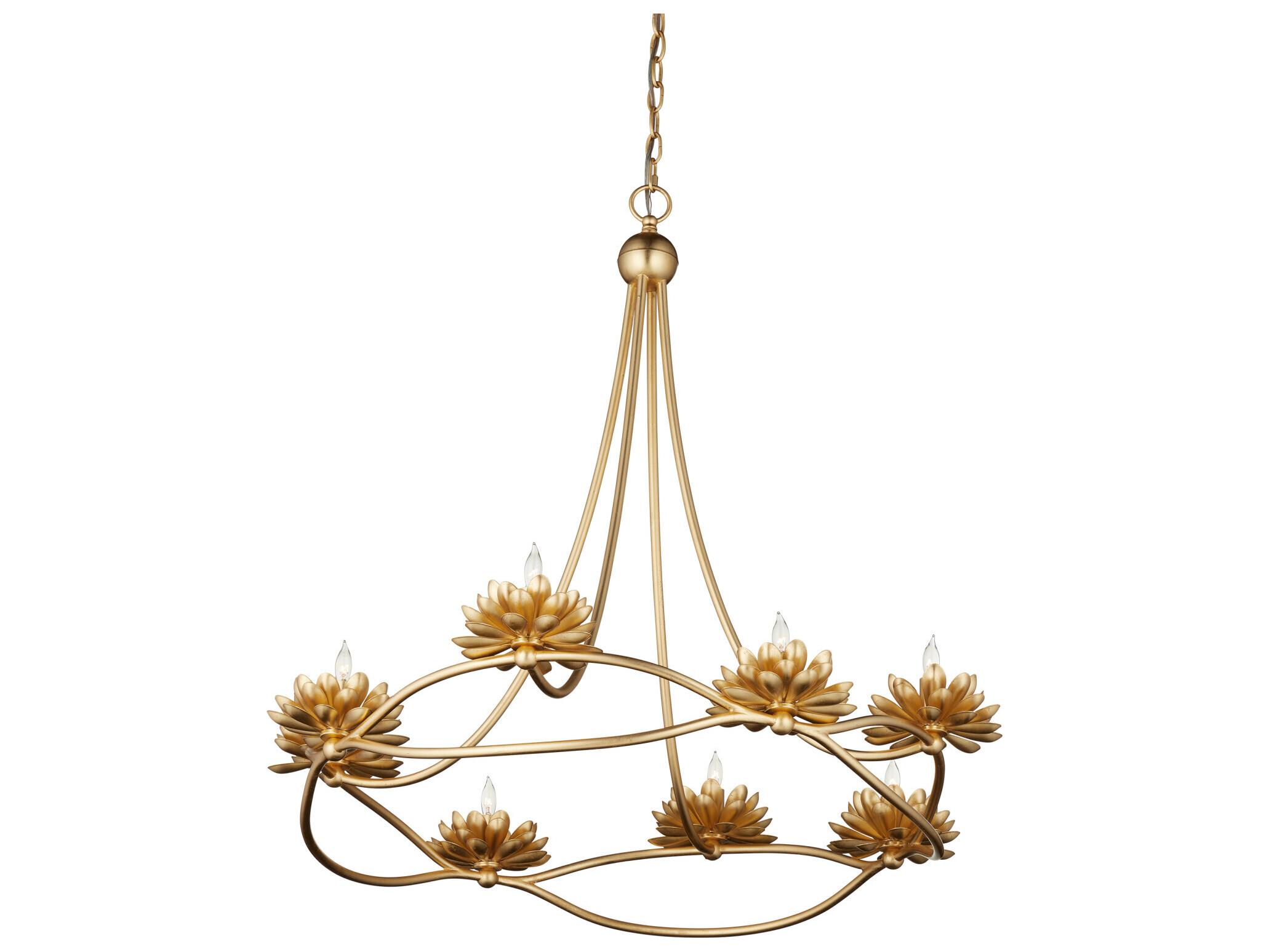 Currey & Company Cyrene 8-Light Gold Leaf Chandelier