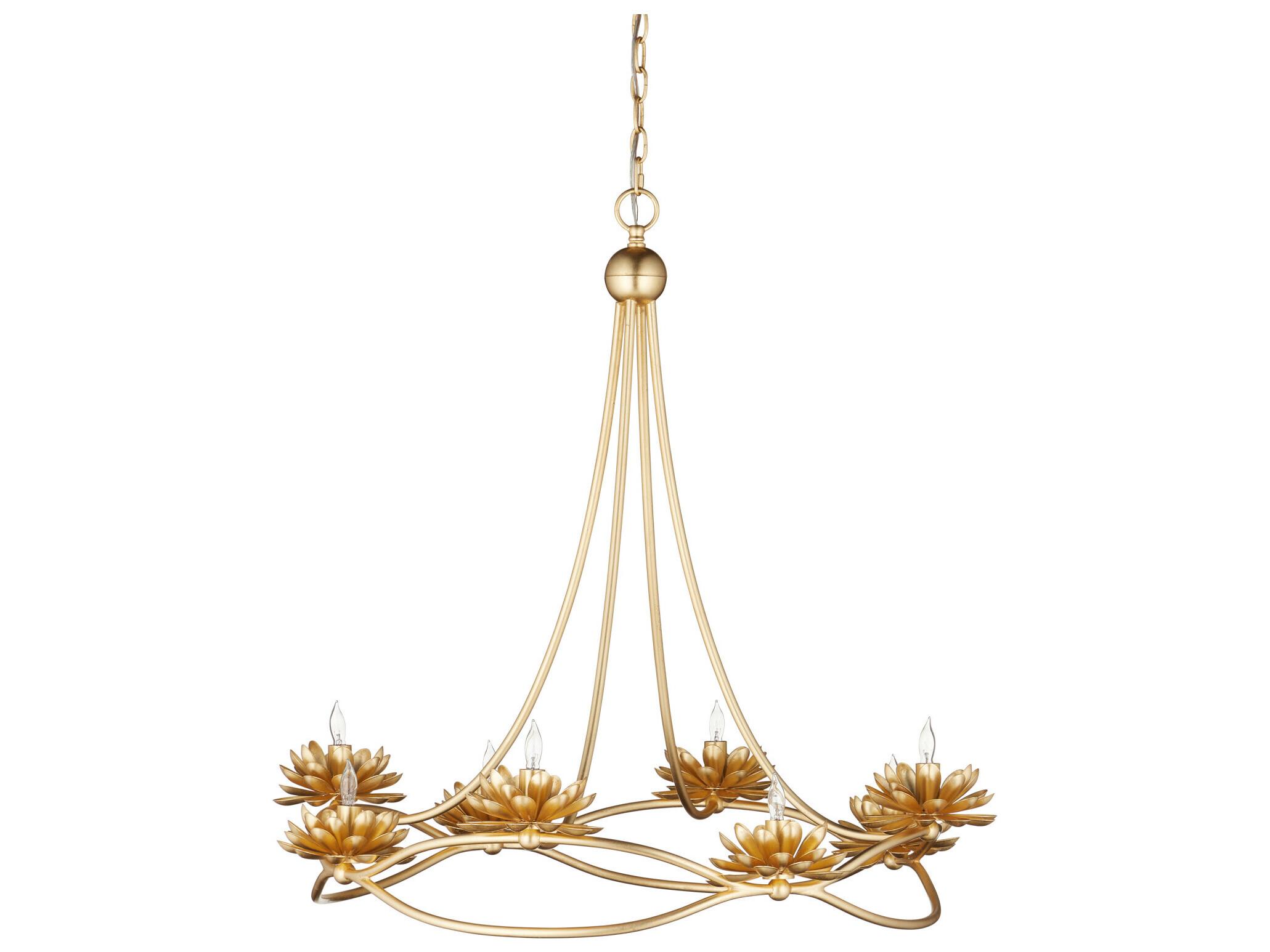 Currey & Company Cyrene 8-Light Gold Leaf Chandelier