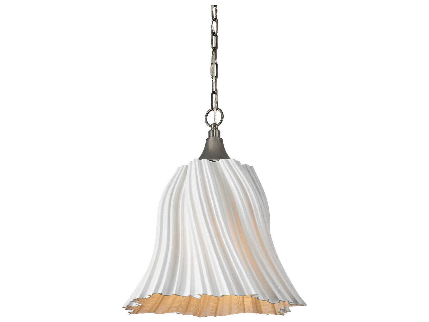 Currey & Company Twirl 1-Light White Antique Brushed Nickel Pendant