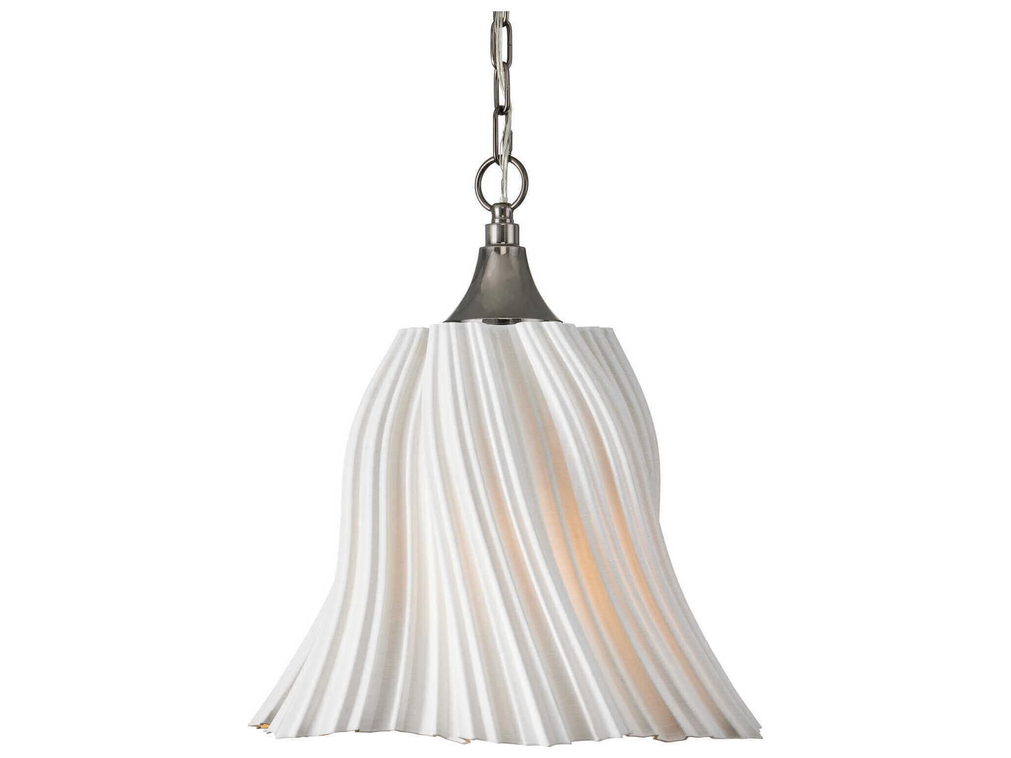 Currey & Company Twirl 1-Light White Antique Brushed Nickel Pendant