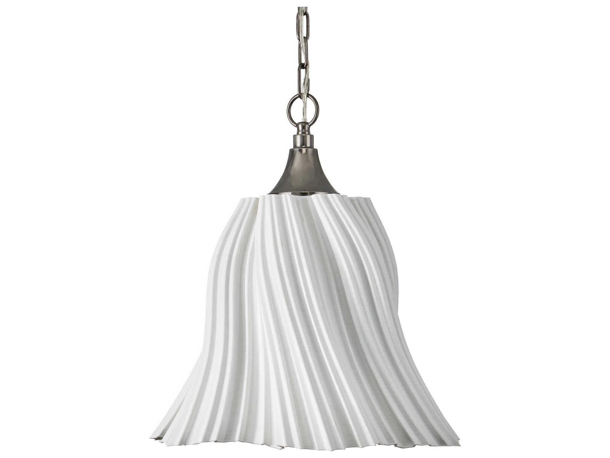 Currey & Company Twirl 1-Light White Antique Brushed Nickel Pendant