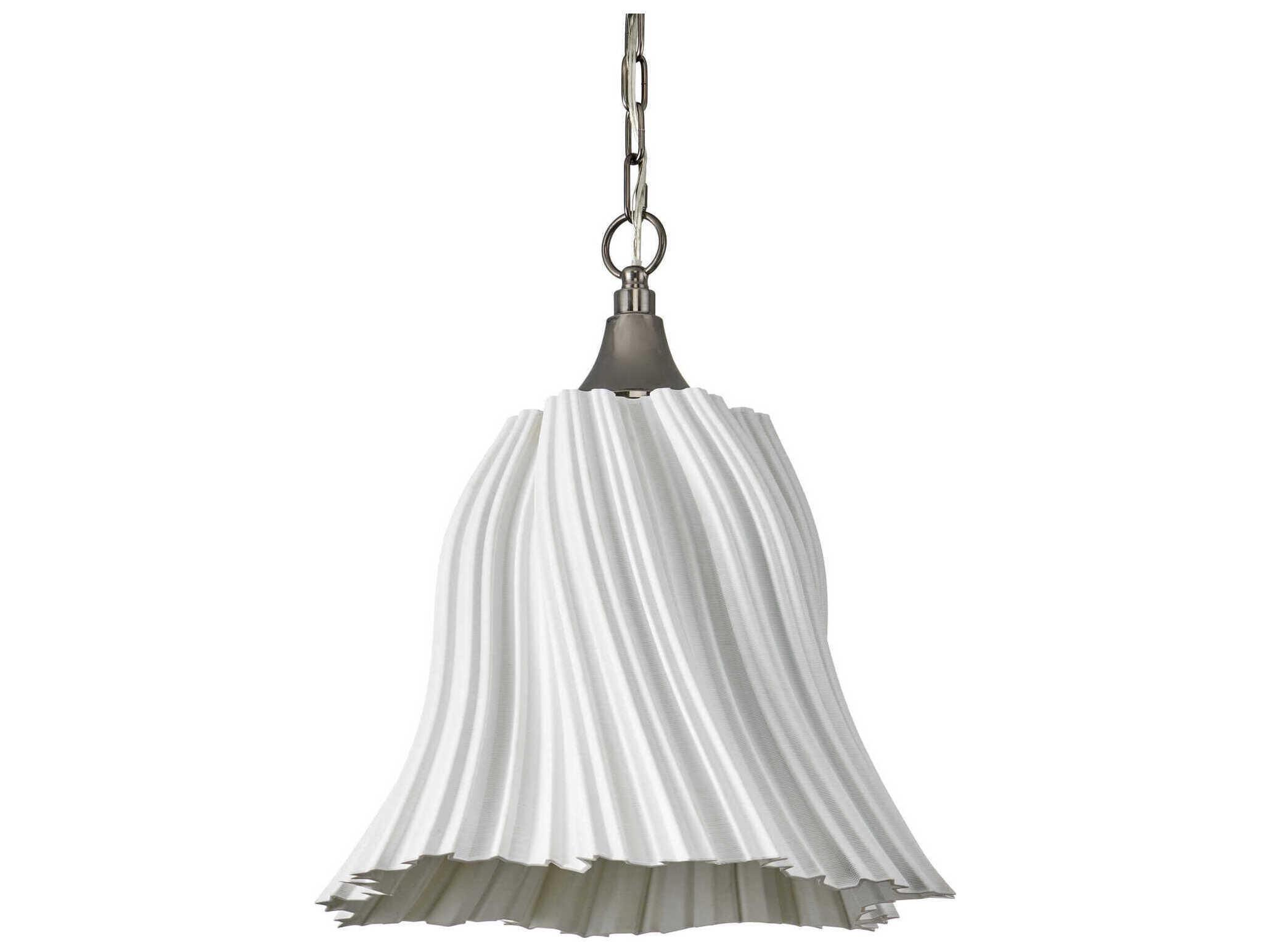 Currey & Company Twirl 1-Light White Antique Brushed Nickel Pendant