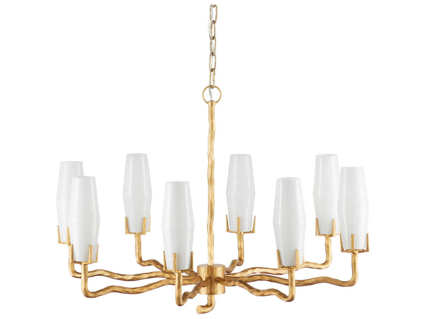 Currey & Company Mathilda 8-Light White Matte Gold Chandelier