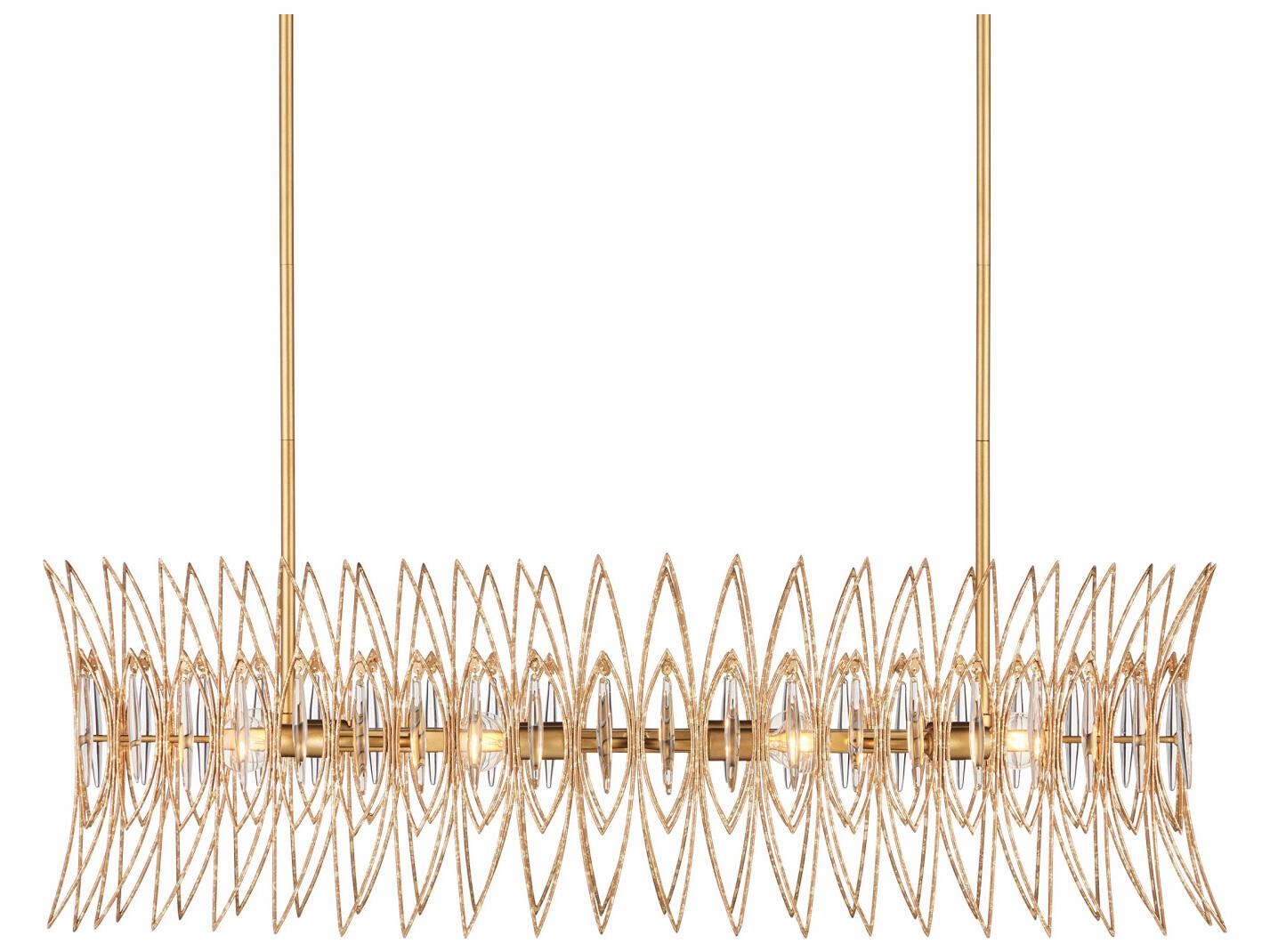 Currey & Company Marquise 8-Light Clear Luxor Gold Island Pendant