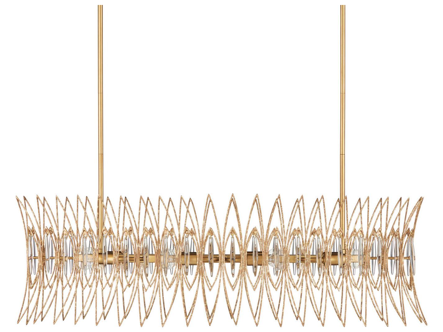 Currey & Company Marquise 8-Light Clear Luxor Gold Island Pendant