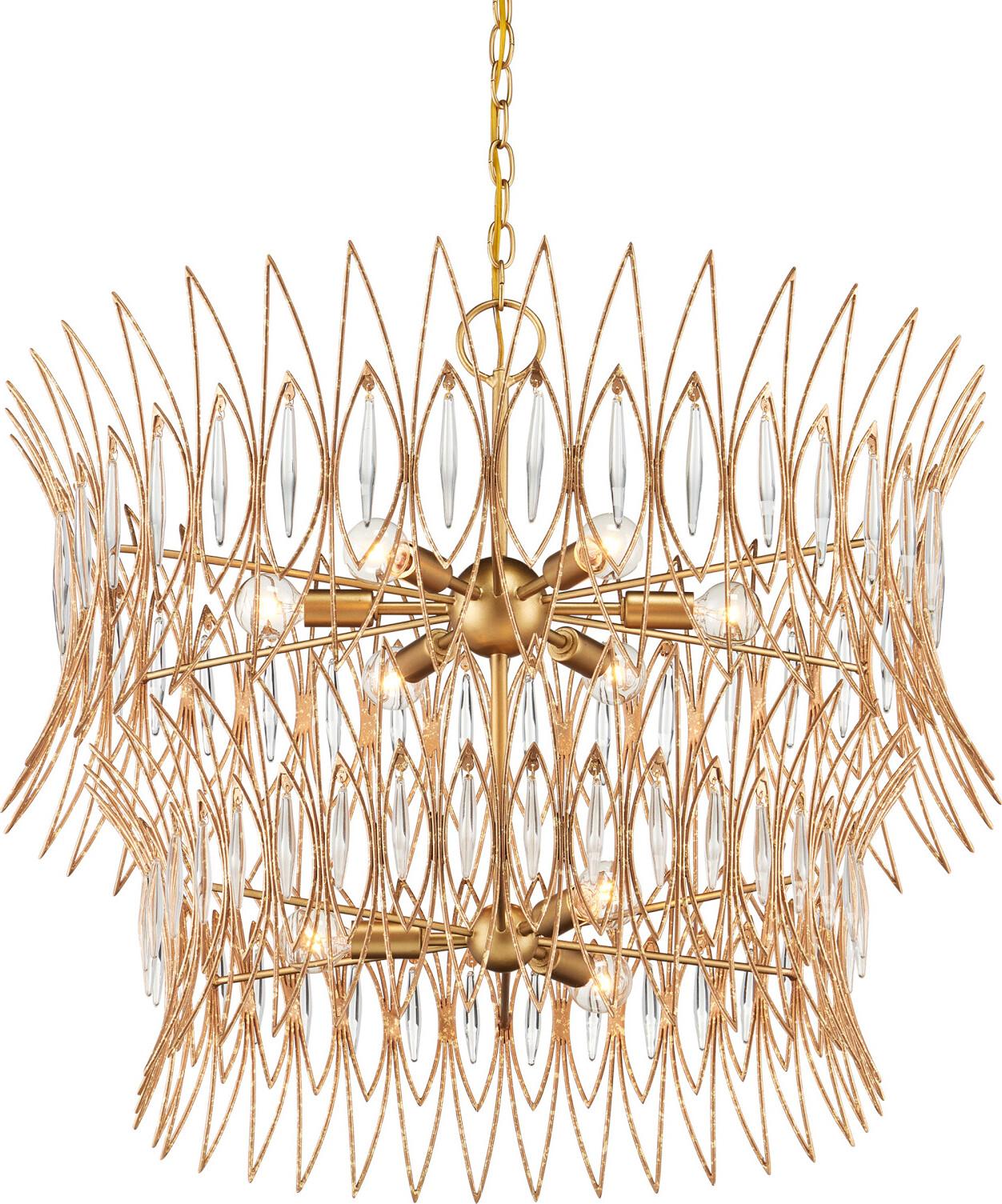 Currey & Company Marquise 9-Light Clear Luxor Gold Chandelier