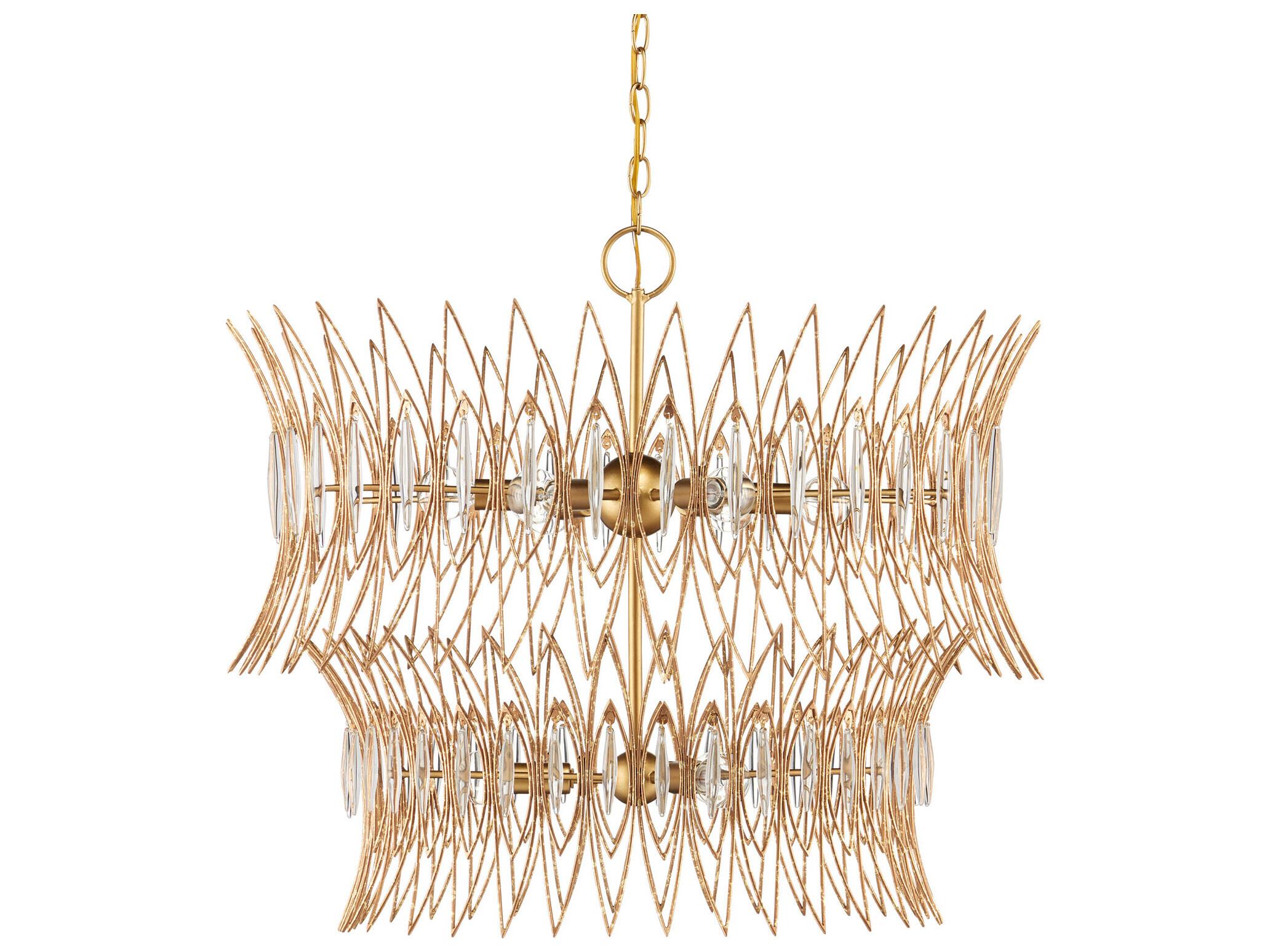 Currey & Company Marquise 9-Light Clear Luxor Gold Chandelier