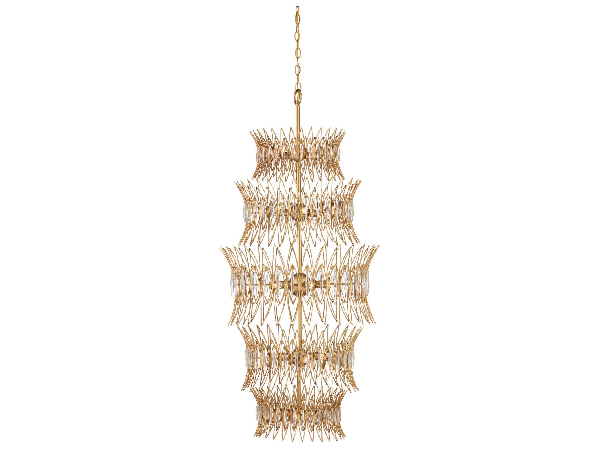 Currey & Company Marquise 18-Light Clear Luxor Gold Chandelier