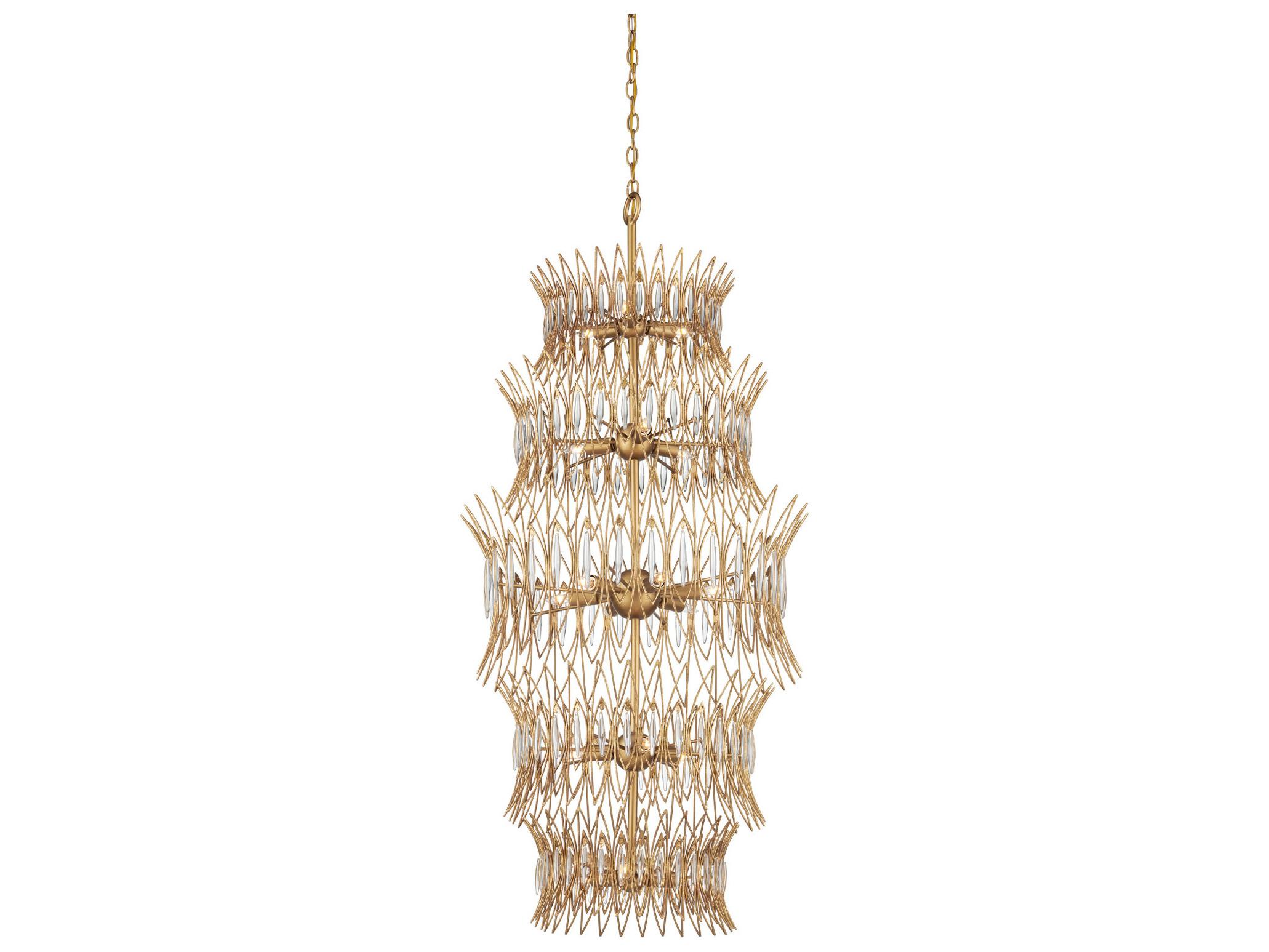 Currey & Company Marquise 18-Light Clear Luxor Gold Chandelier