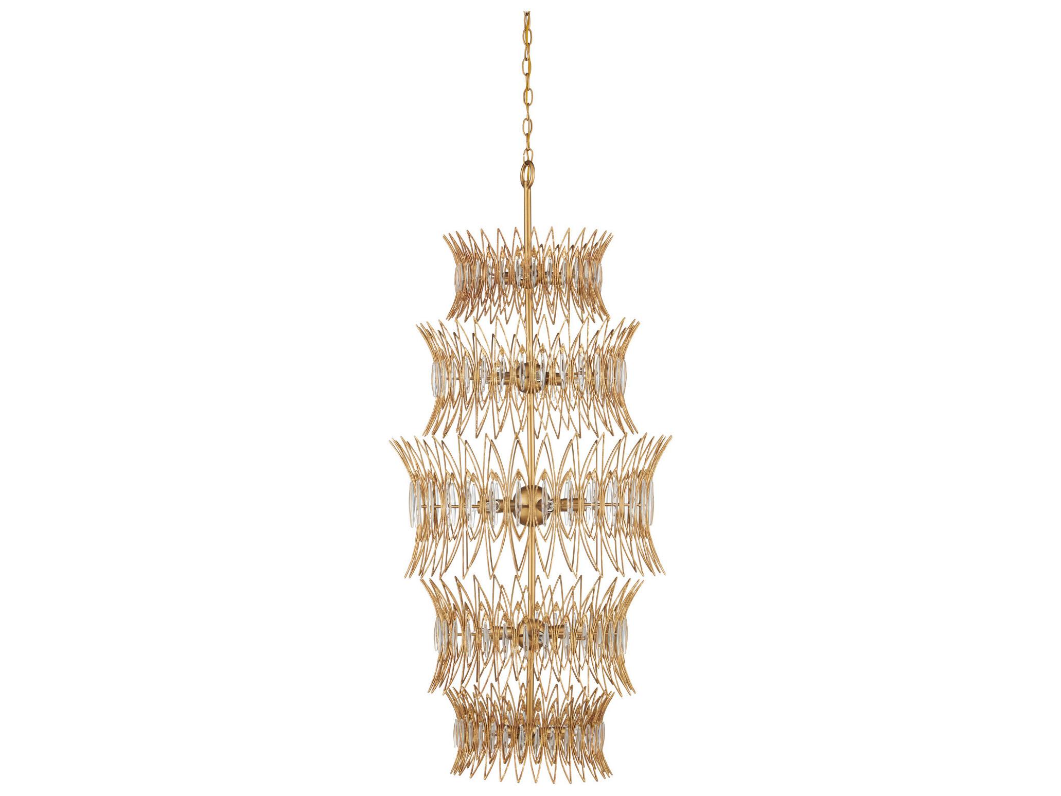 Currey & Company Marquise 18-Light Clear Luxor Gold Chandelier