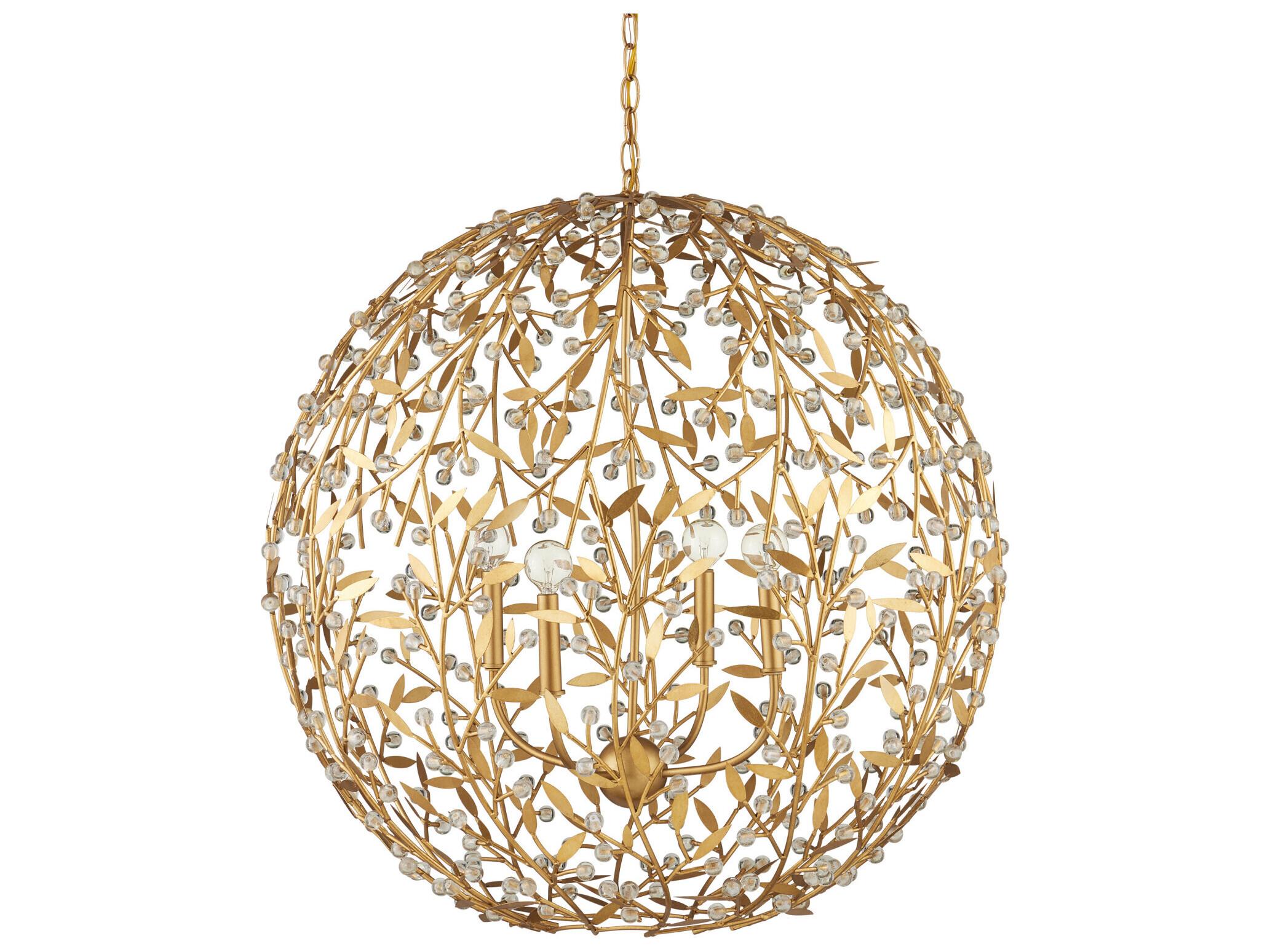 Currey & Company Secret Garden 4-Light Contemporary Gold Chandelier