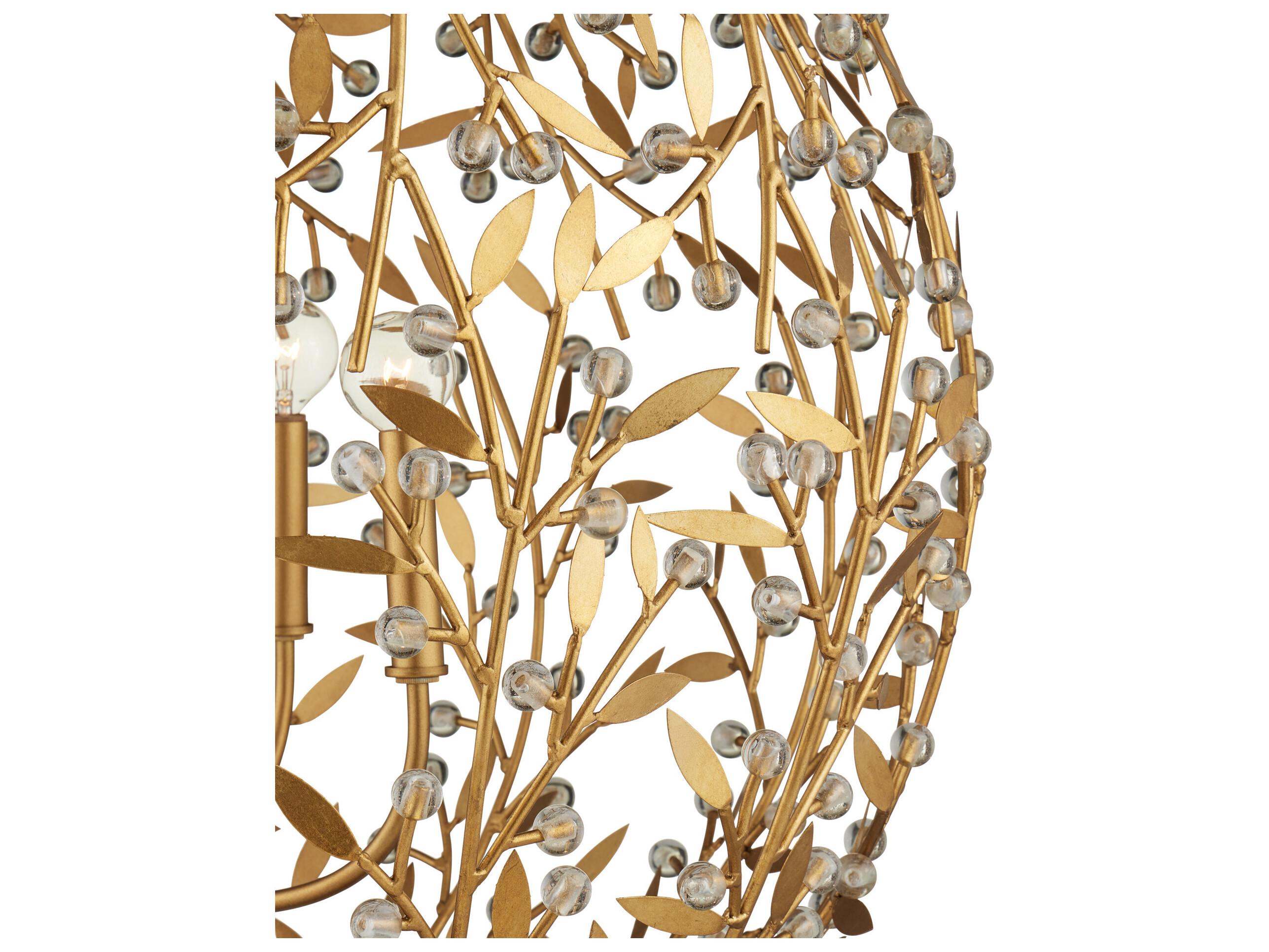 Currey & Company Secret Garden 4-Light Contemporary Gold Chandelier