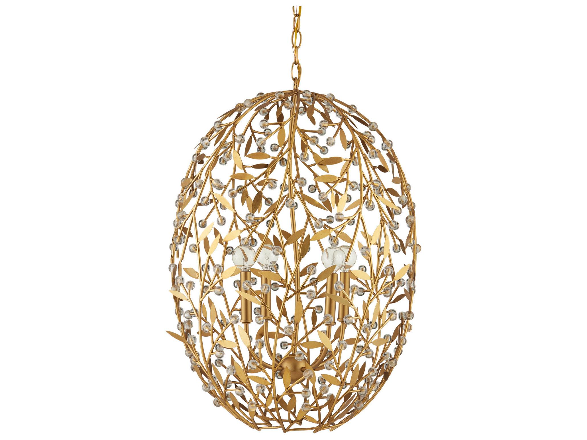 Currey & Company Secret Garden 4-Light Contemporary Gold Chandelier