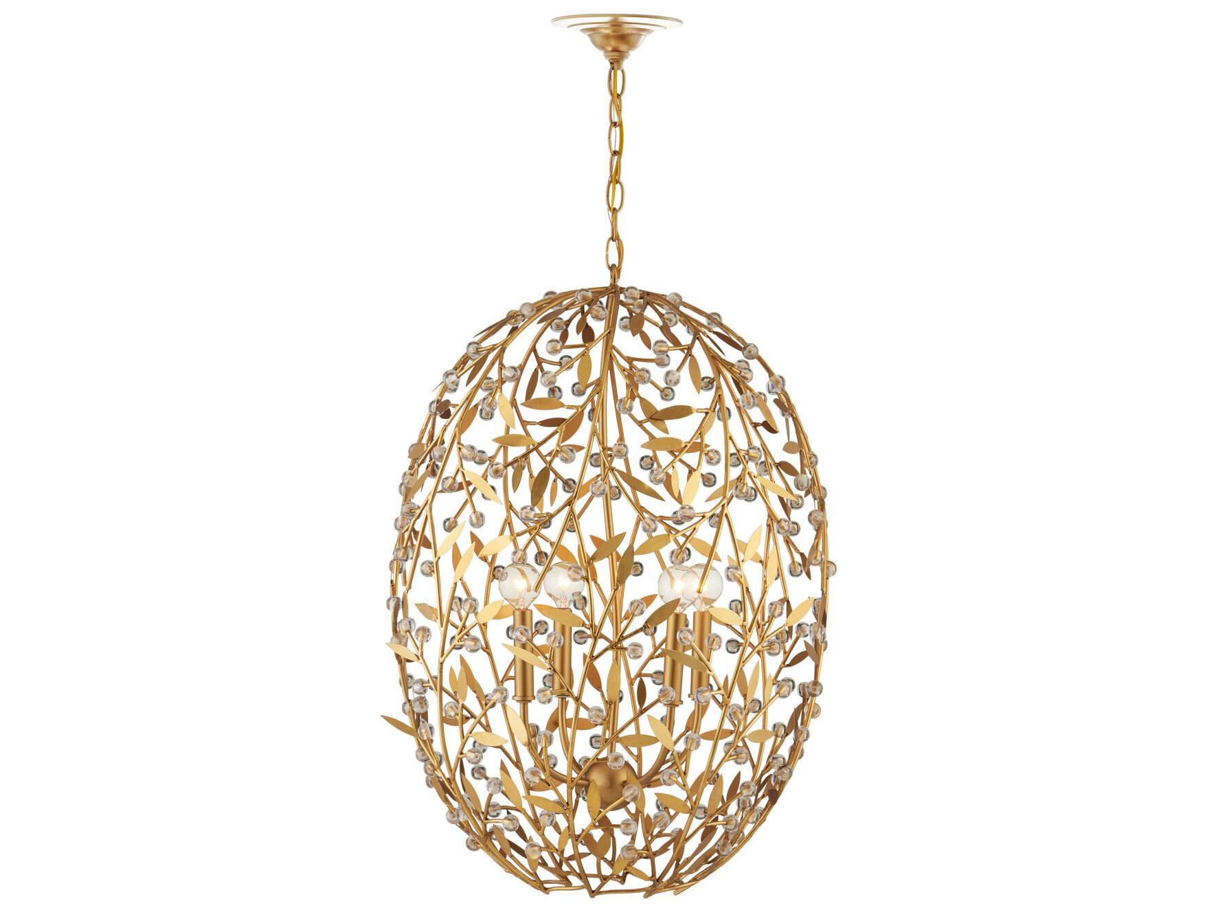 Currey & Company Secret Garden 4-Light Contemporary Gold Chandelier