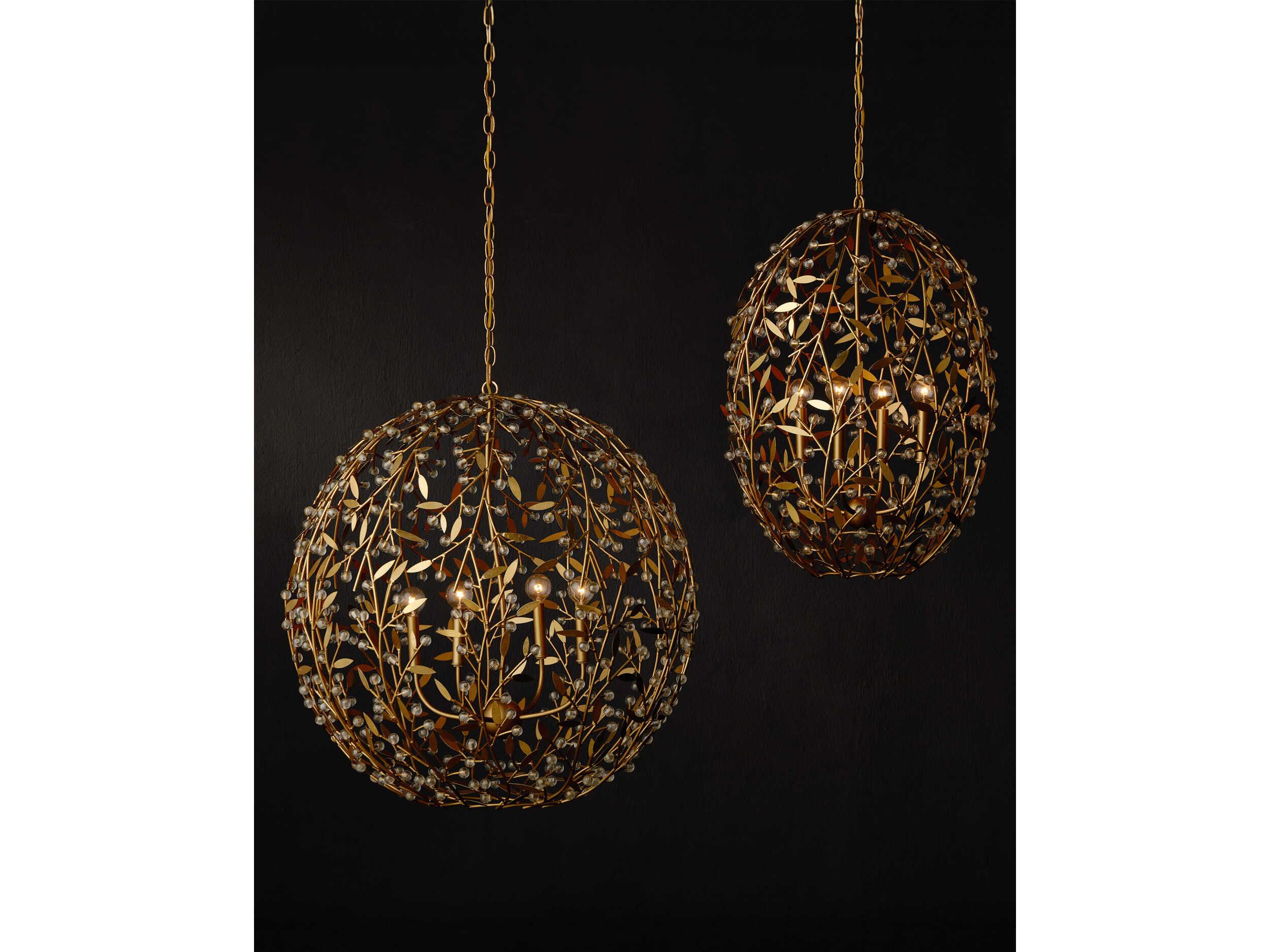 Currey & Company Secret Garden 4-Light Contemporary Gold Chandelier