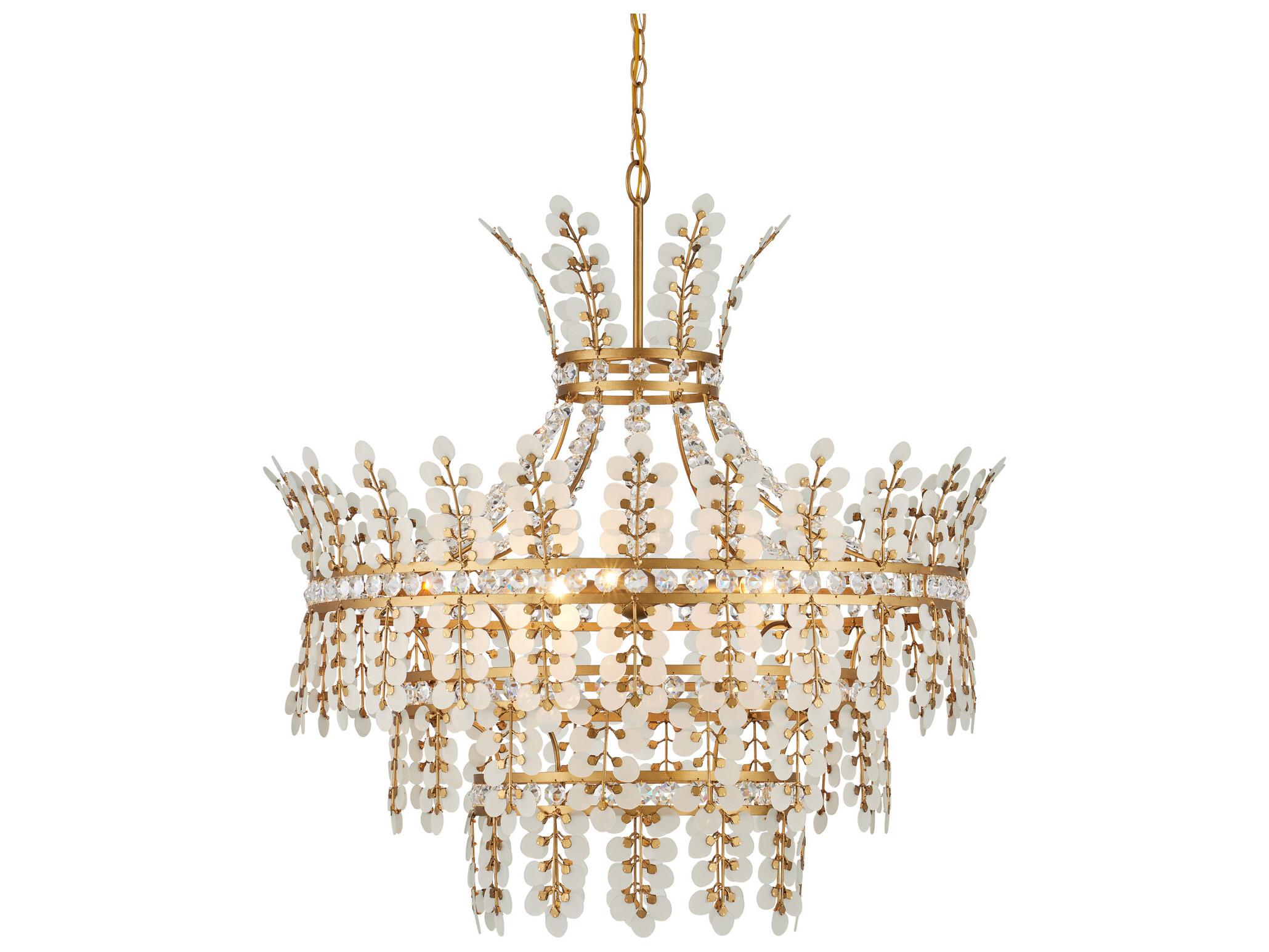 Currey & Company Bradshaw 4-Light Frosted Clear Brass Chandelier