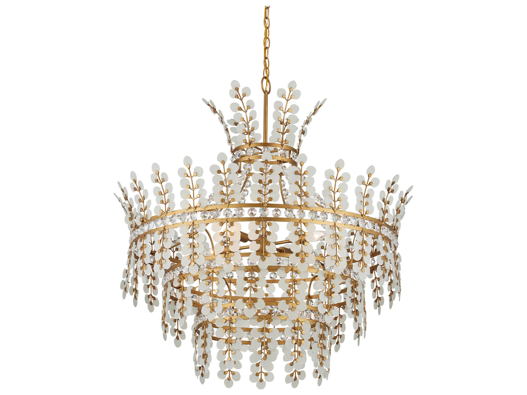 Currey & Company Bradshaw 4-Light Frosted Clear Brass Chandelier