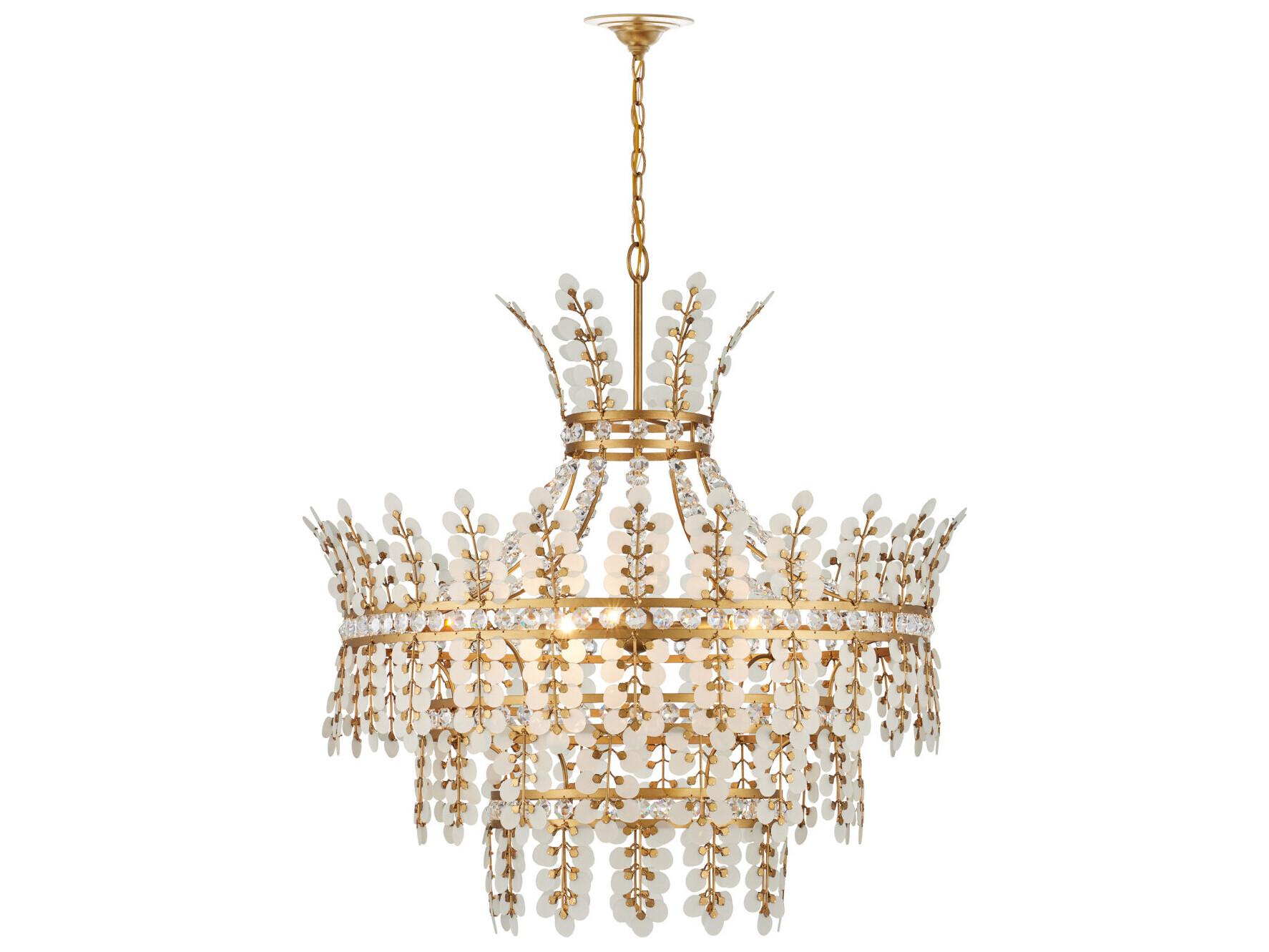 Currey & Company Bradshaw 4-Light Frosted Clear Brass Chandelier