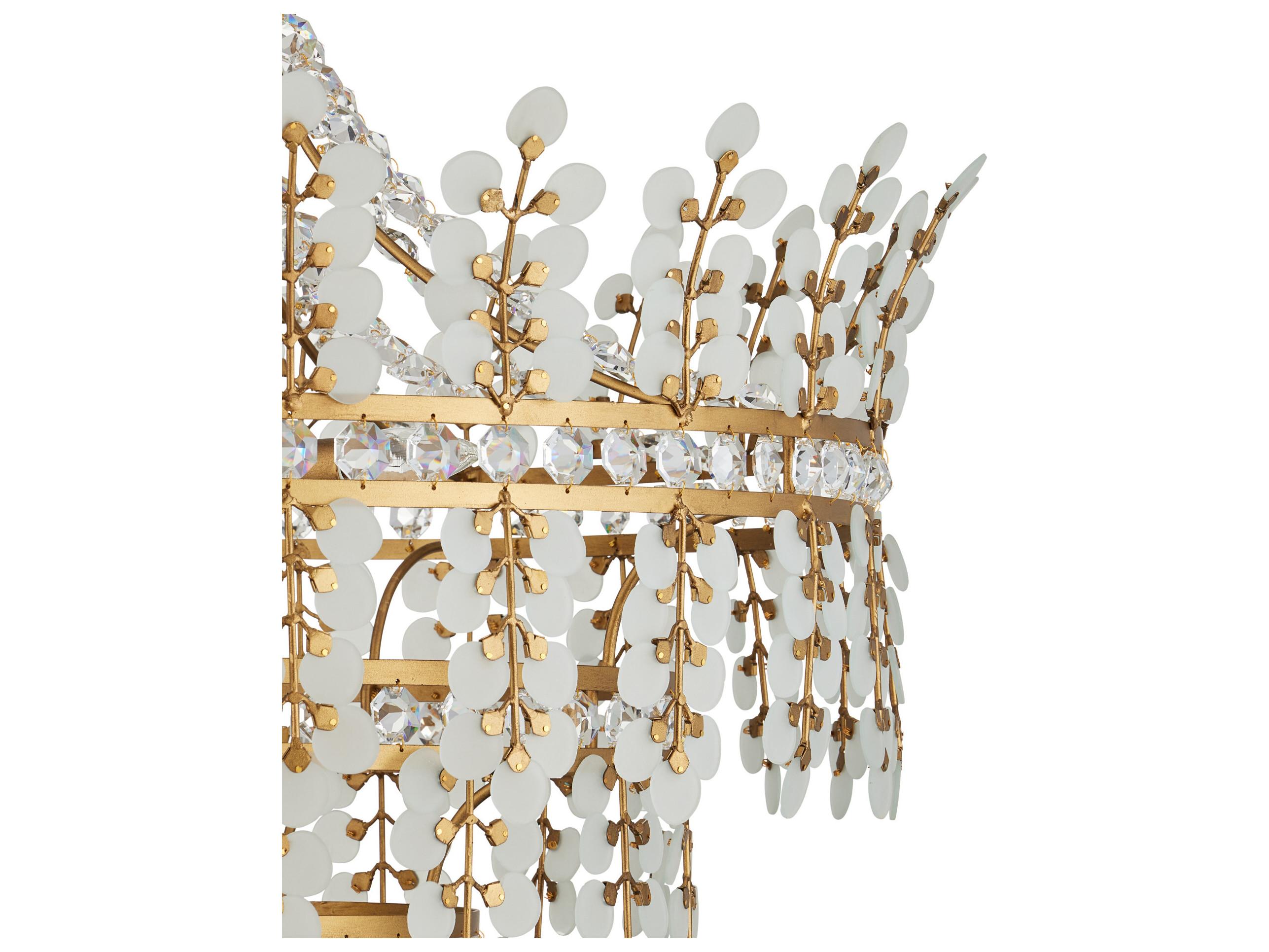 Currey & Company Bradshaw 4-Light Frosted Clear Brass Chandelier