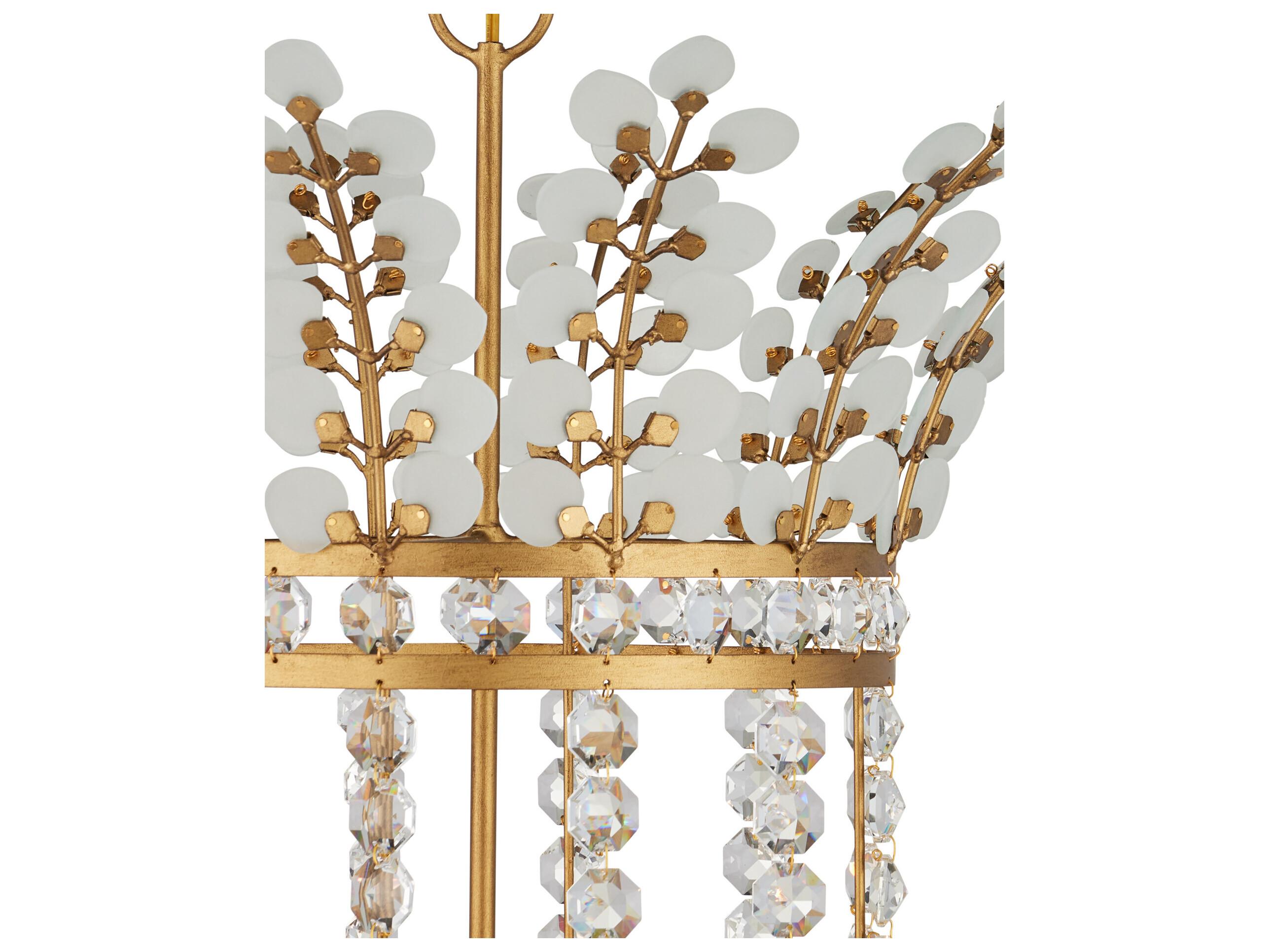 Currey & Company Bradshaw 4-Light Frosted Clear Brass Pendant