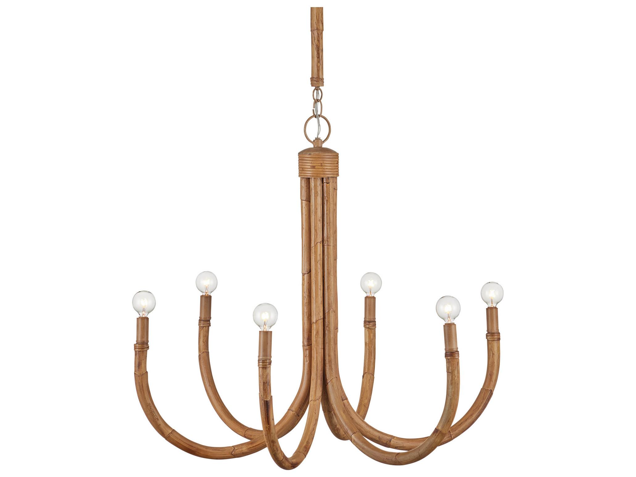Currey & Company Samsara 6-Light Natural Saddle Tan Chandelier