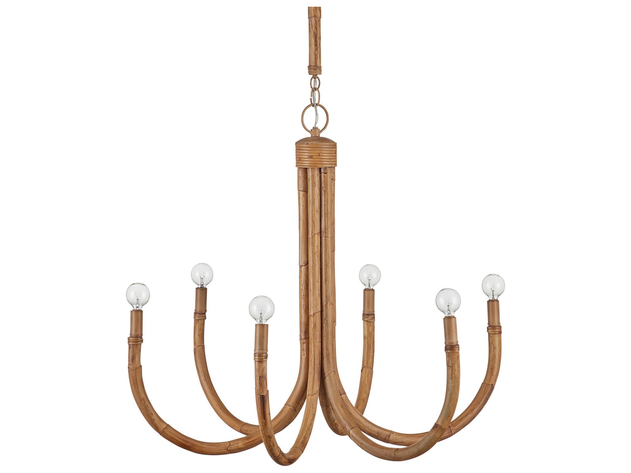 Currey & Company Samsara 6-Light Natural Saddle Tan Chandelier