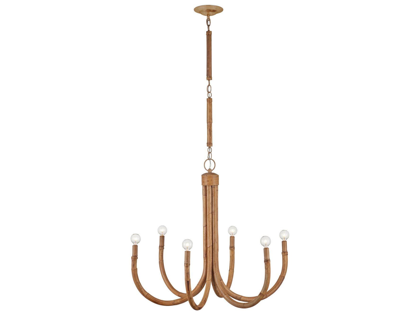 Currey & Company Samsara 6-Light Natural Saddle Tan Chandelier
