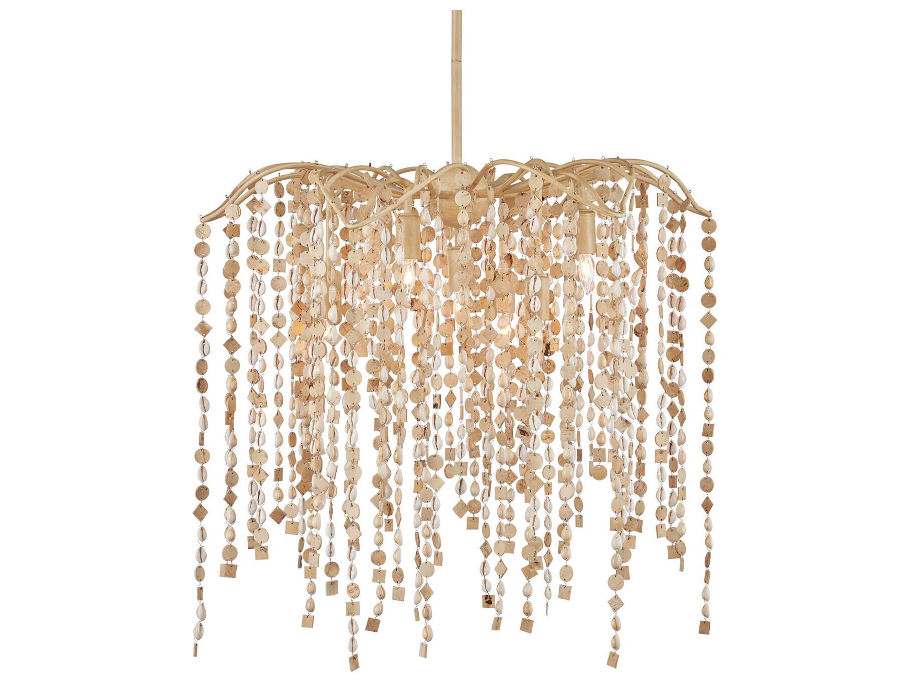 Currey & Company Kealia 7-Light Natural Coco Cream Pendant