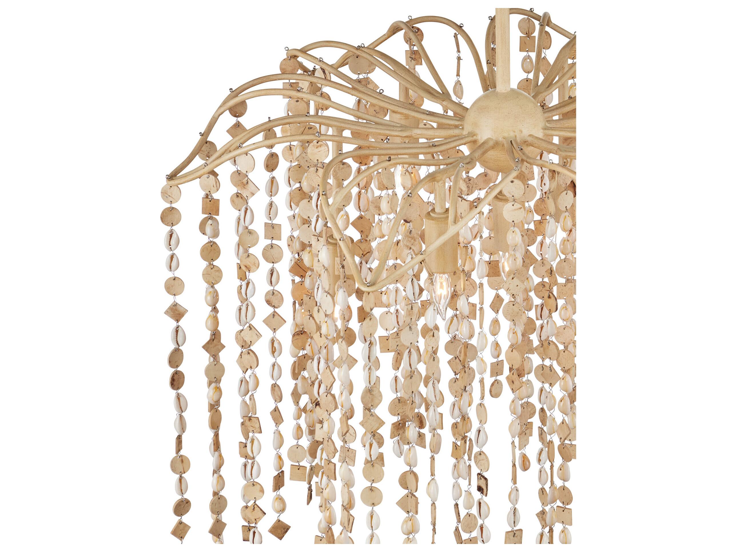 Currey & Company Kealia 7-Light Natural Coco Cream Pendant