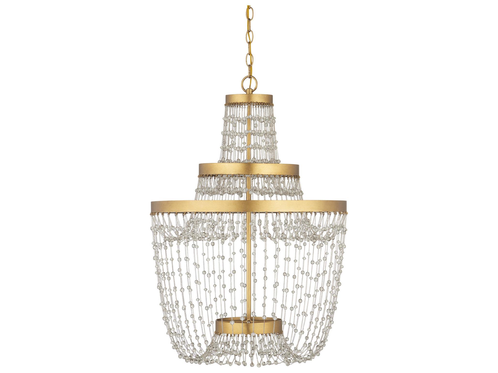 Currey & Company Mademoiselle 3-Light Contemporary Gold Chandelier