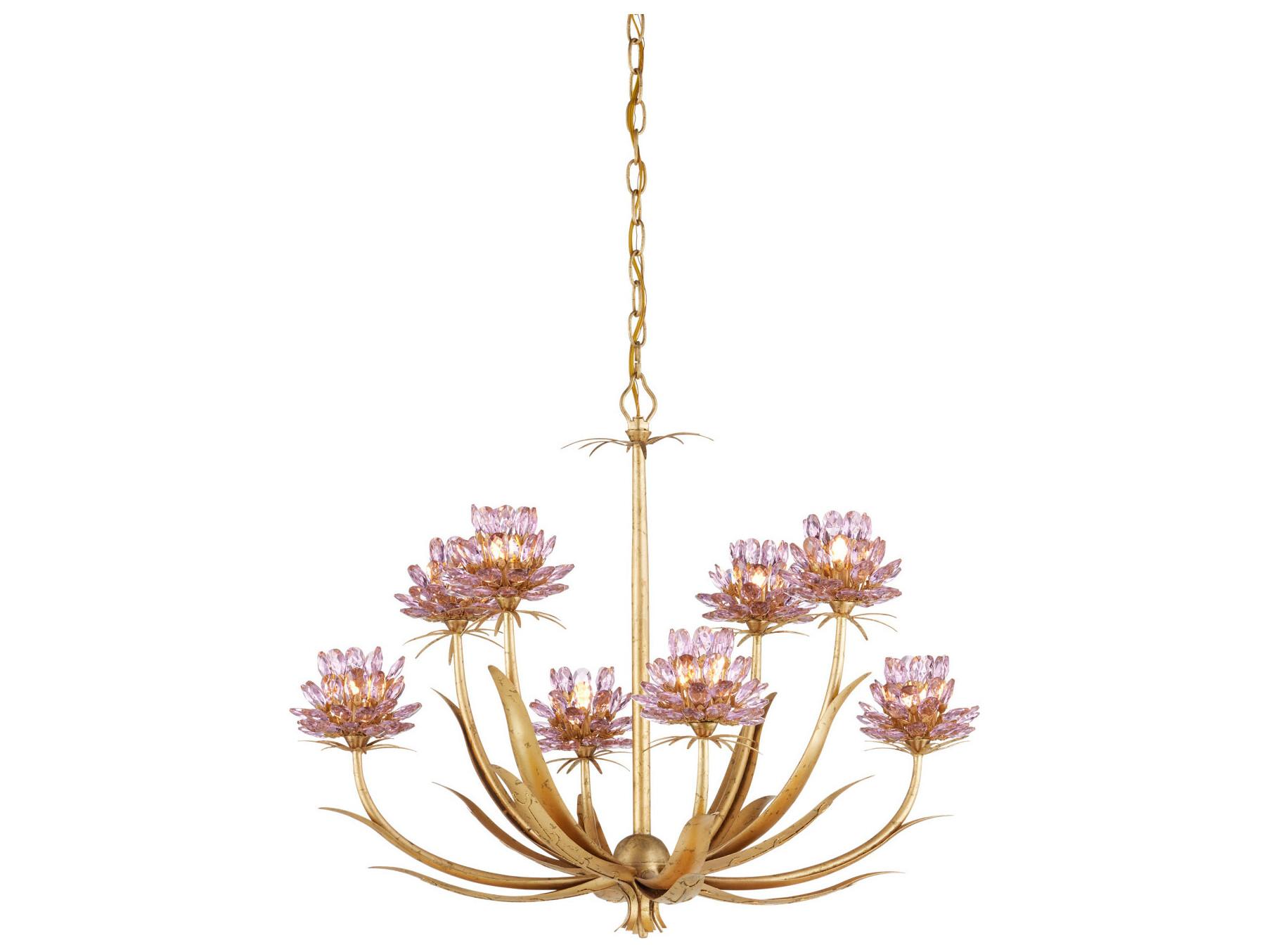 Currey & Company Marilee 8-Light Pink Dutch Gold Leaf Chandelier