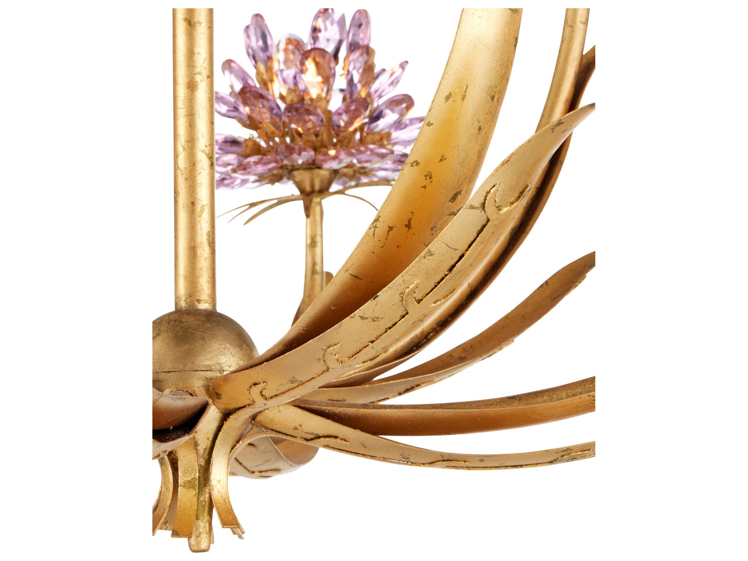 Currey & Company Marilee 8-Light Pink Dutch Gold Leaf Chandelier