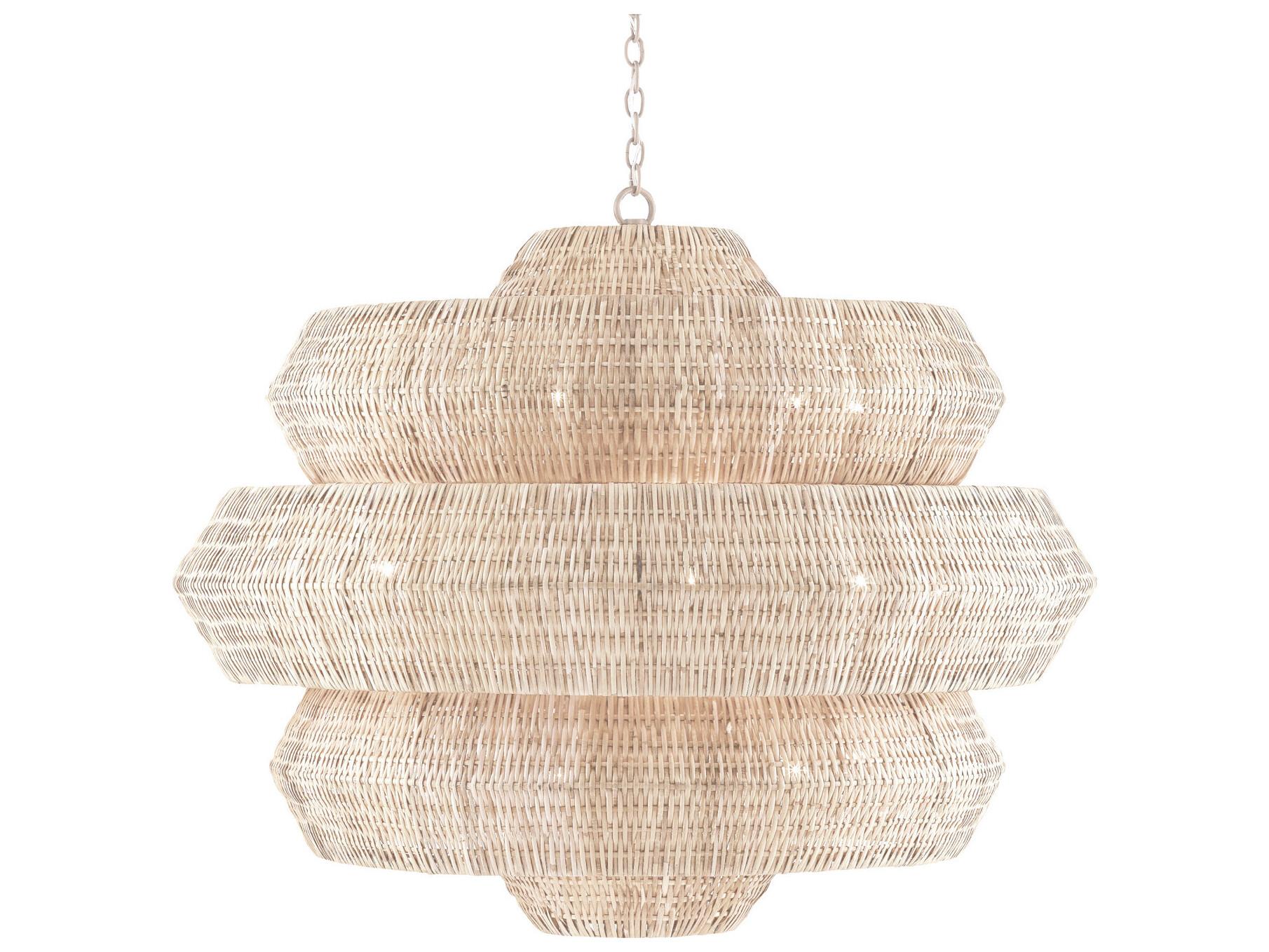 Currey & Company Antibes 18-Light Bleached Natural Snow White Chandelier
