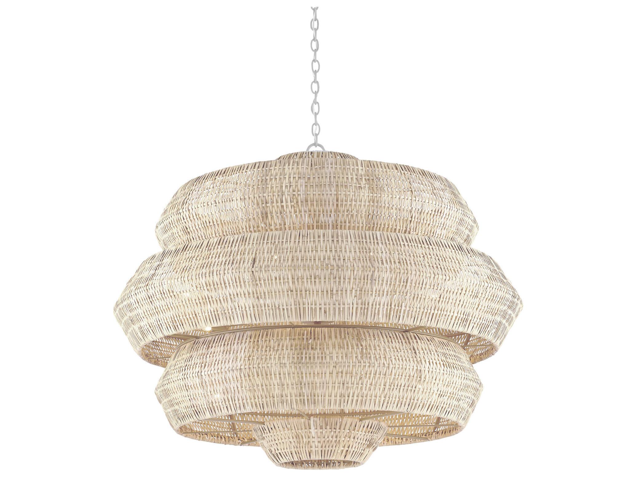 Currey & Company Antibes 18-Light Bleached Natural Snow White Chandelier