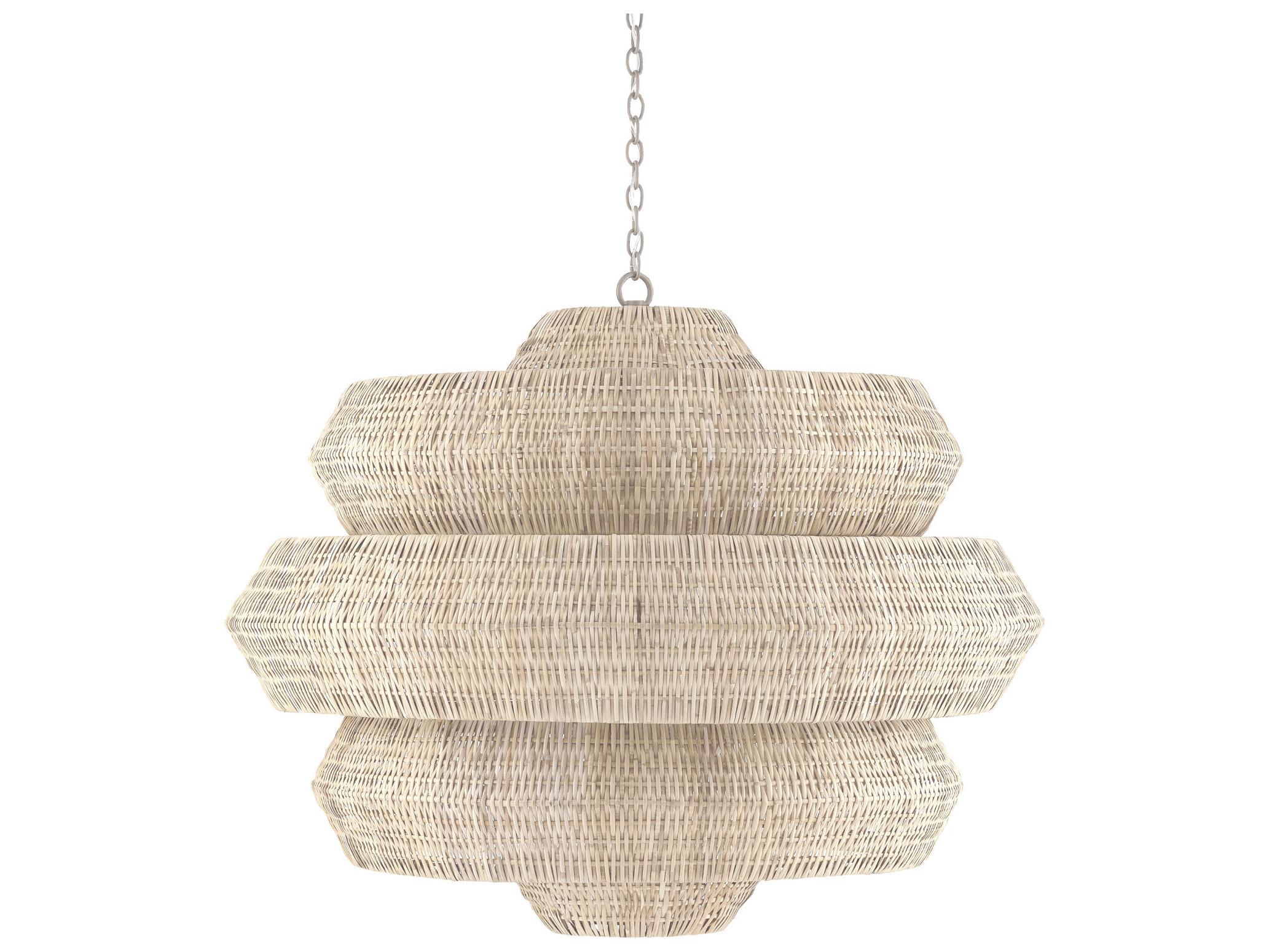 Currey & Company Antibes 18-Light Bleached Natural Snow White Chandelier