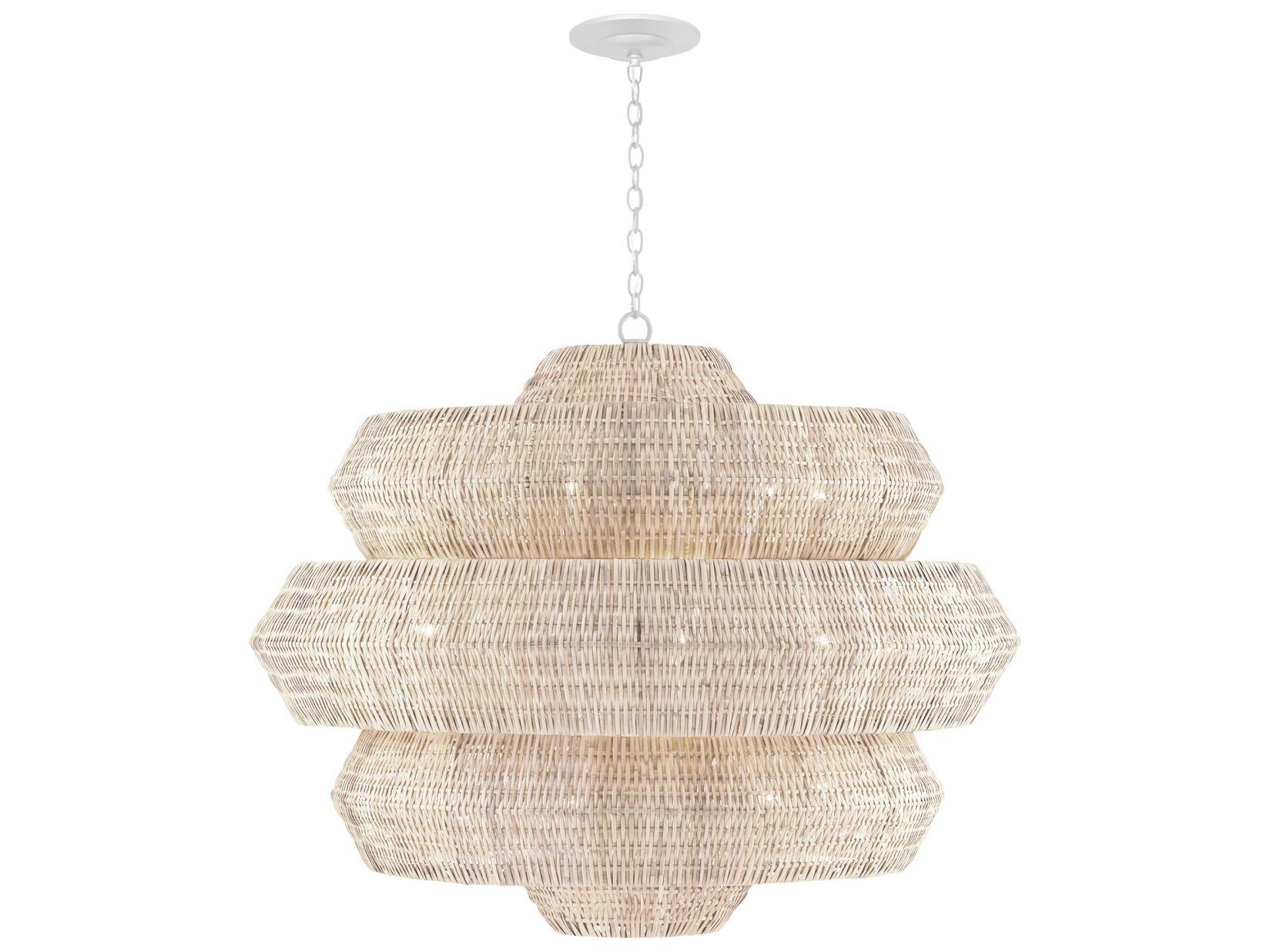 Currey & Company Antibes 18-Light Bleached Natural Snow White Chandelier