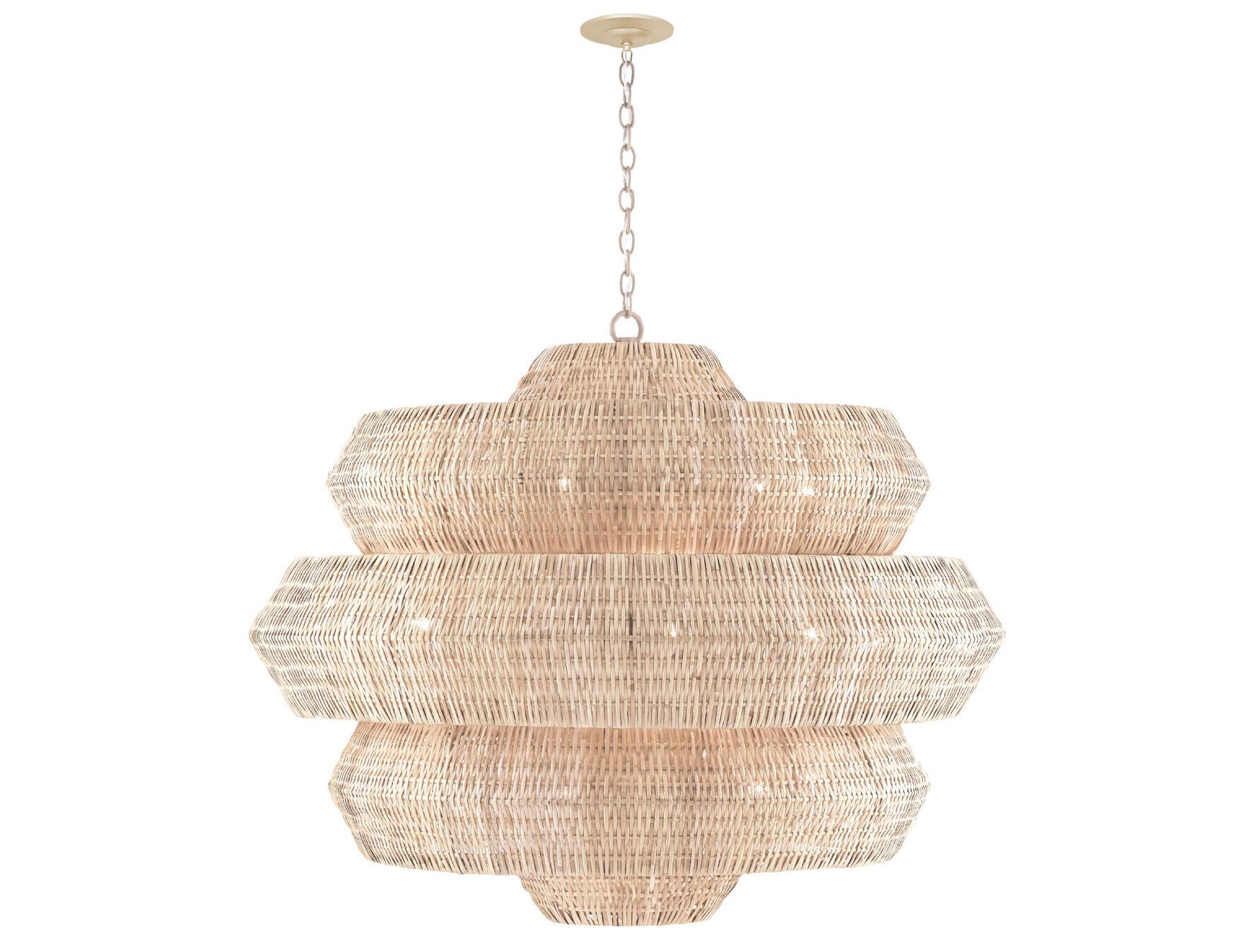Currey & Company Antibes 18-Light Bleached Natural Snow White Chandelier