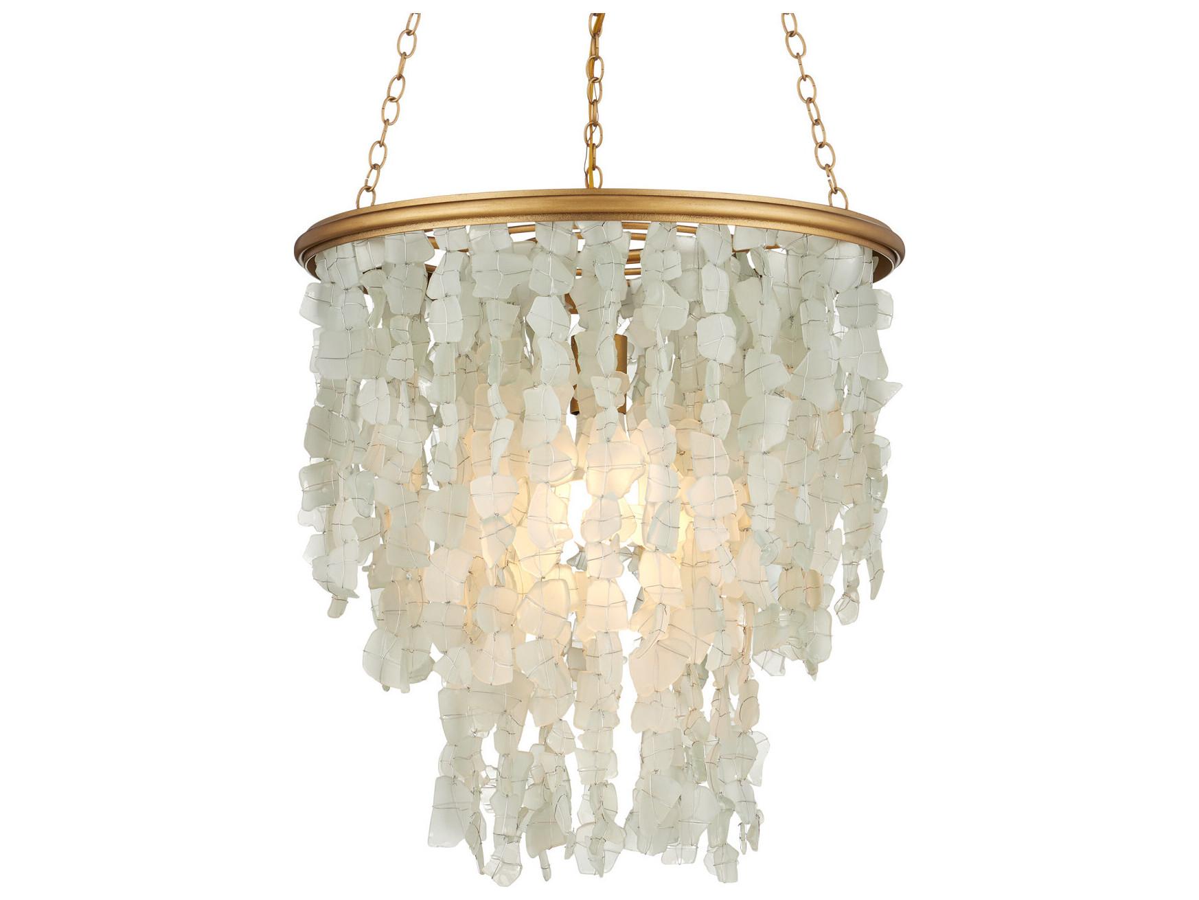 Currey & Company Verre De Mer 1-Light Seaglass Contemporary Gold Pendant