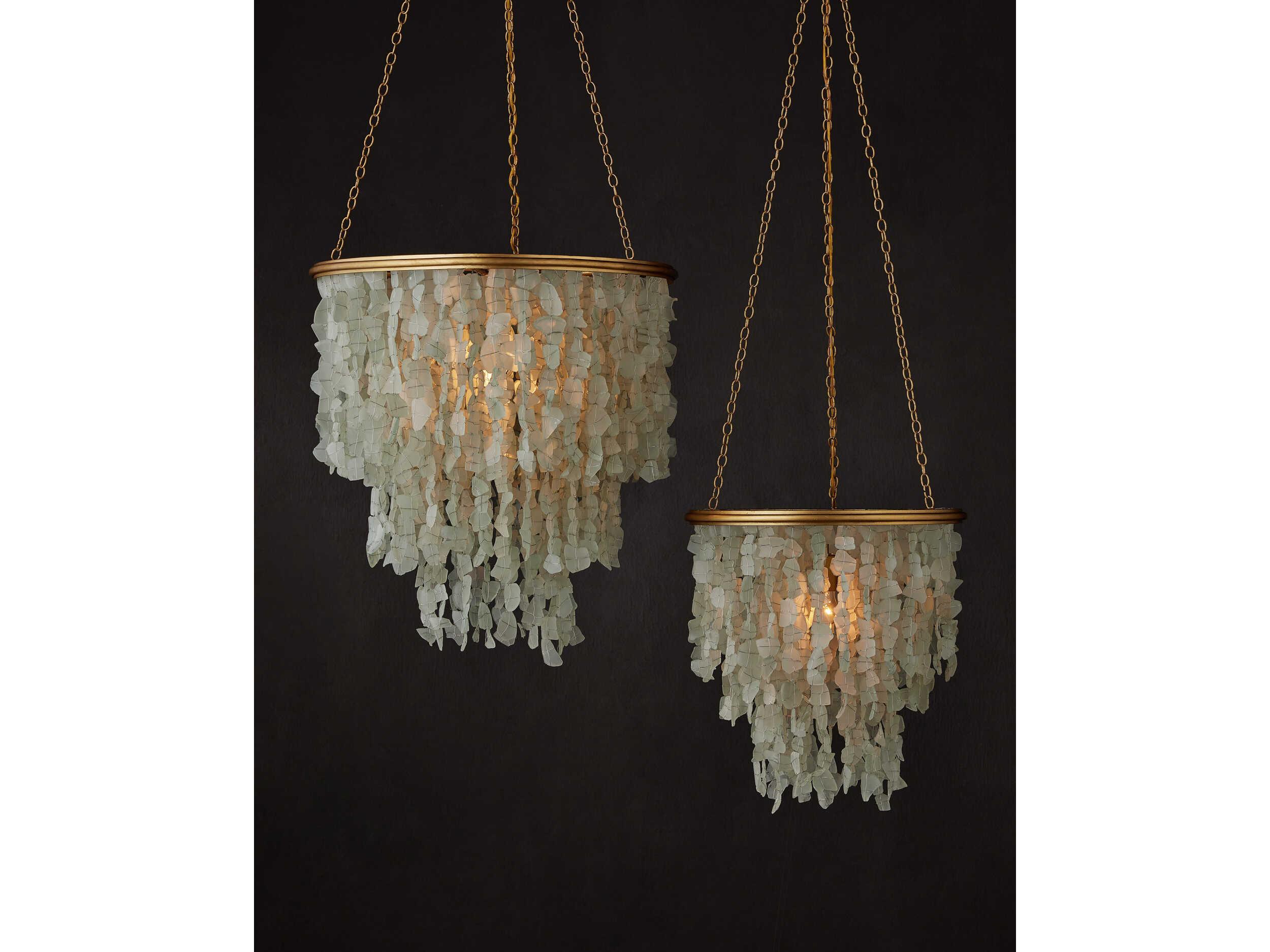 Currey & Company Verre De Mer 1-Light Seaglass Contemporary Gold Pendant