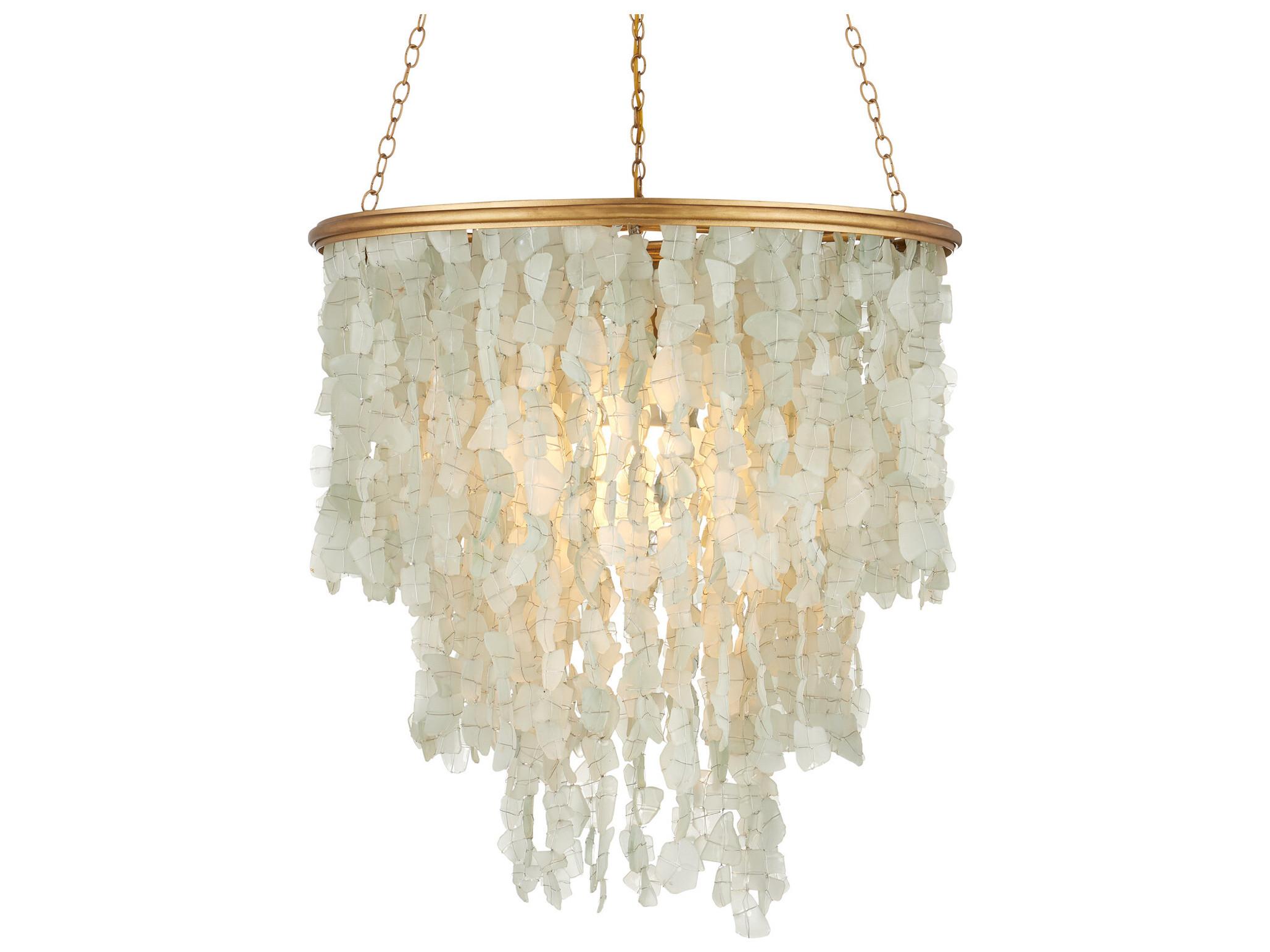 Currey & Company Verre De Mer 1-Light Seaglass Contemporary Gold Pendant