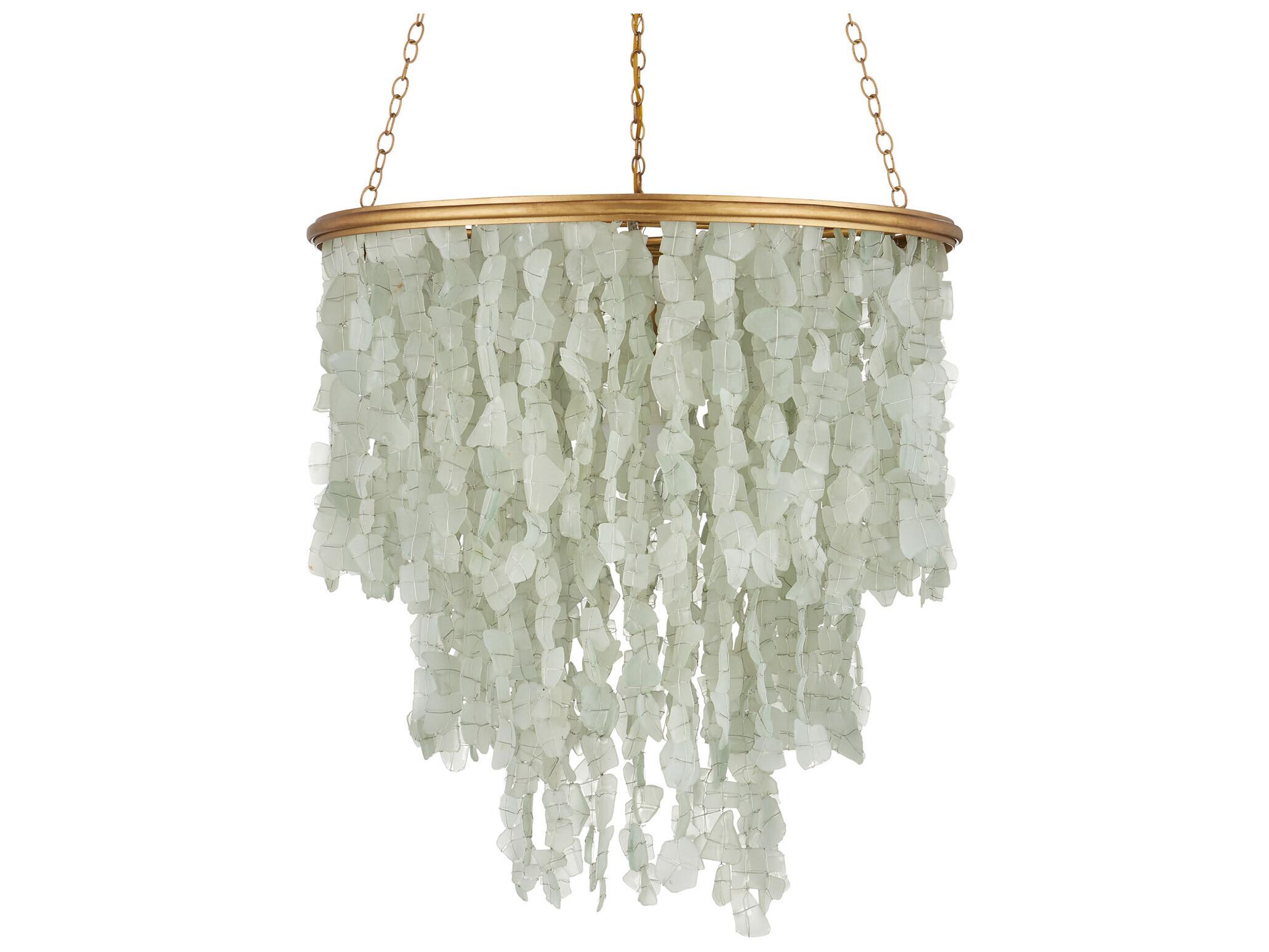 Currey & Company Verre De Mer 1-Light Seaglass Contemporary Gold Pendant