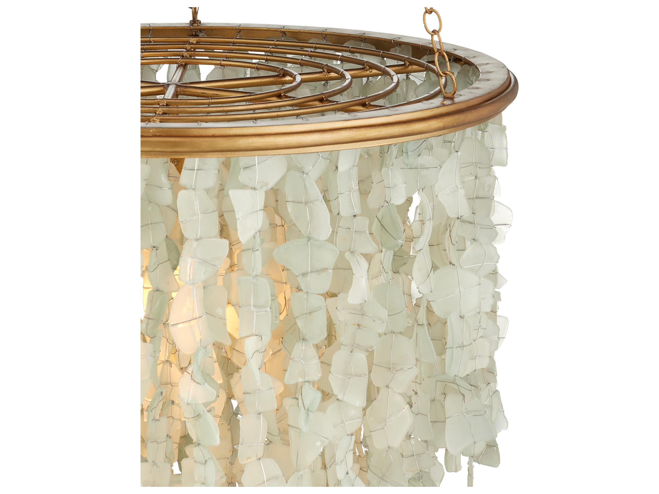 Currey & Company Verre De Mer 1-Light Seaglass Contemporary Gold Pendant